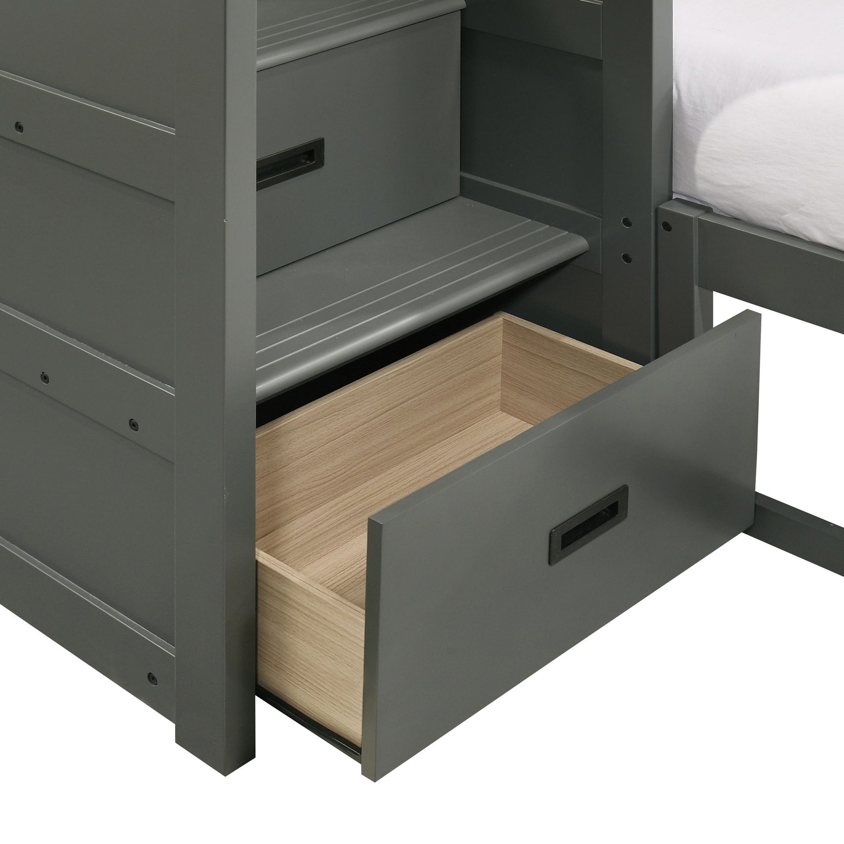 Sami Twin Over Full Step Bunk with Left HB in Grey