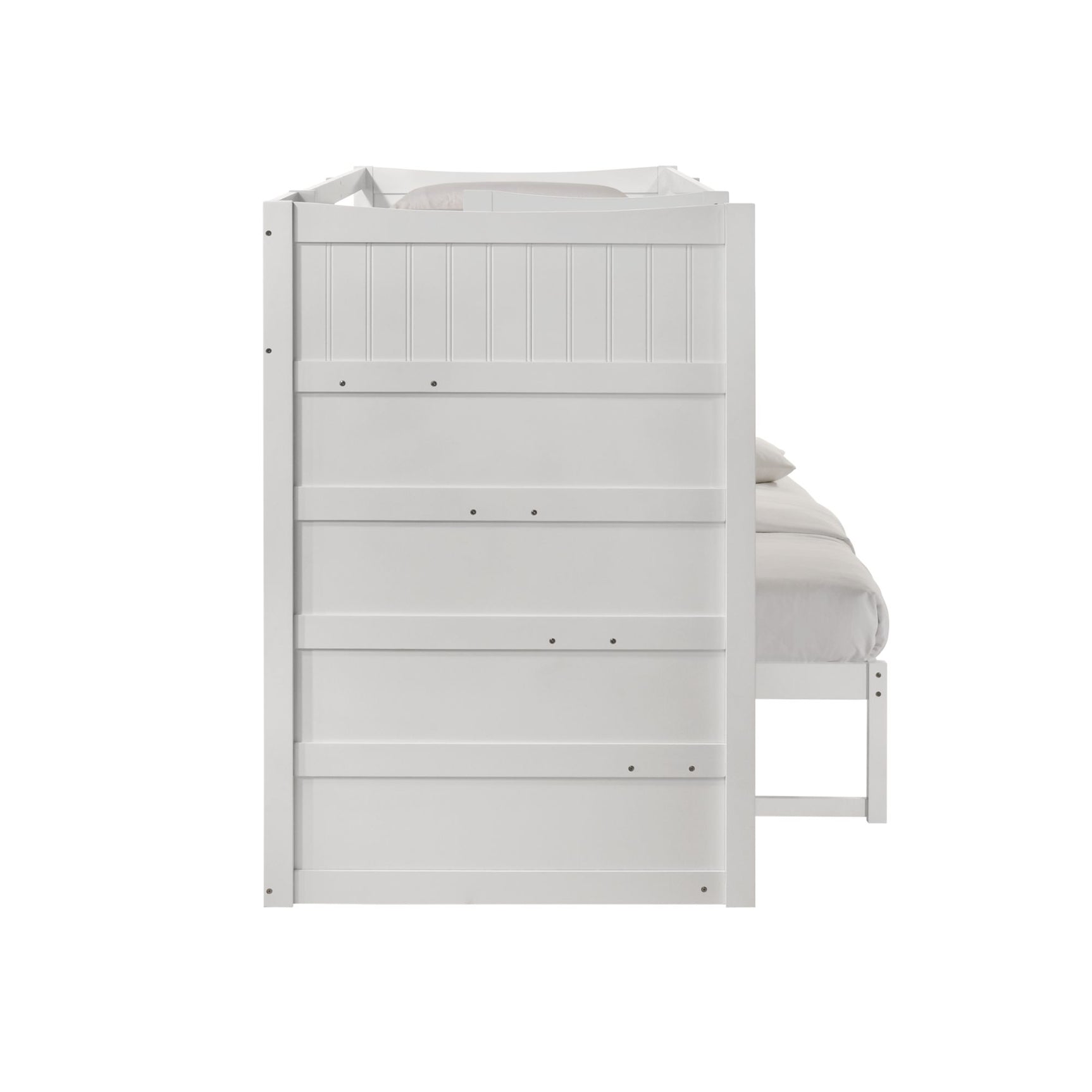 Sami Twin Over Full Step Bunk with Left HB in White - Tampa Furniture Outlet