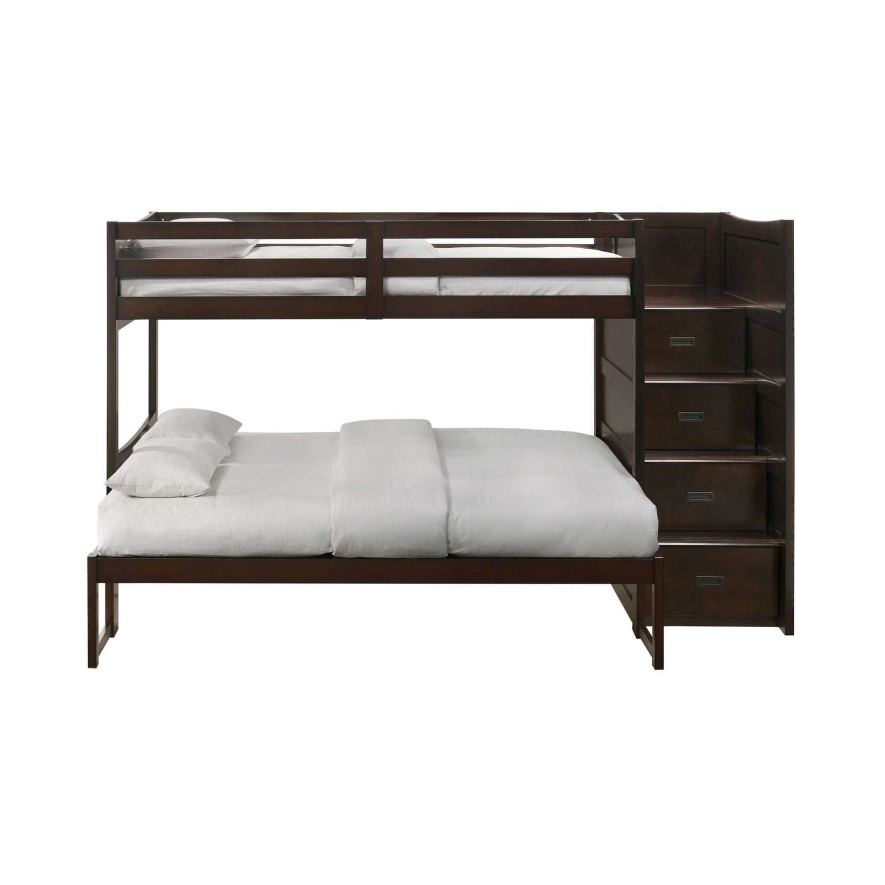 Sami Twin Over Full Step Bunk with Right HB in Espresso