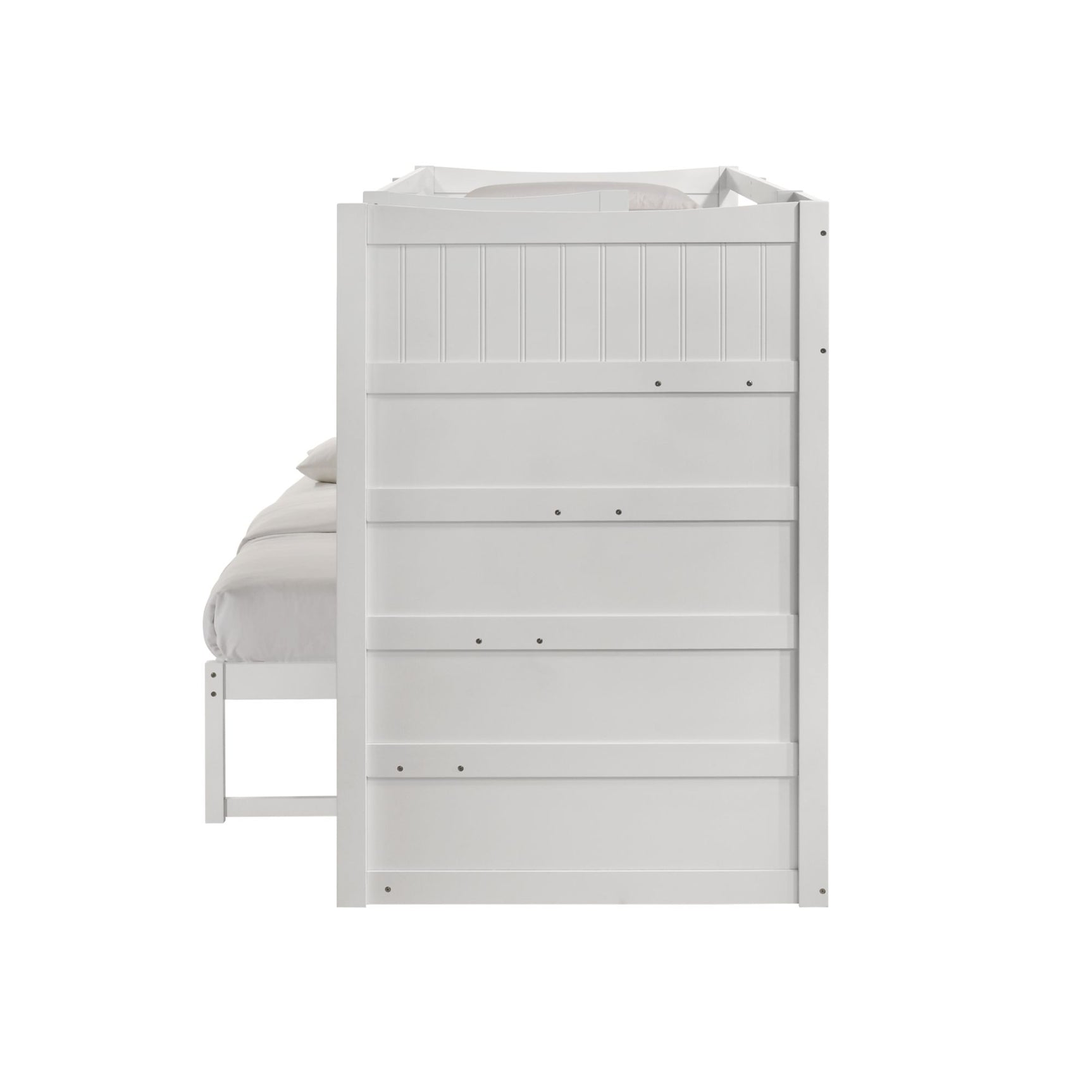 Sami Twin Over Full Step Bunk with Right HB in White - Tampa Furniture Outlet