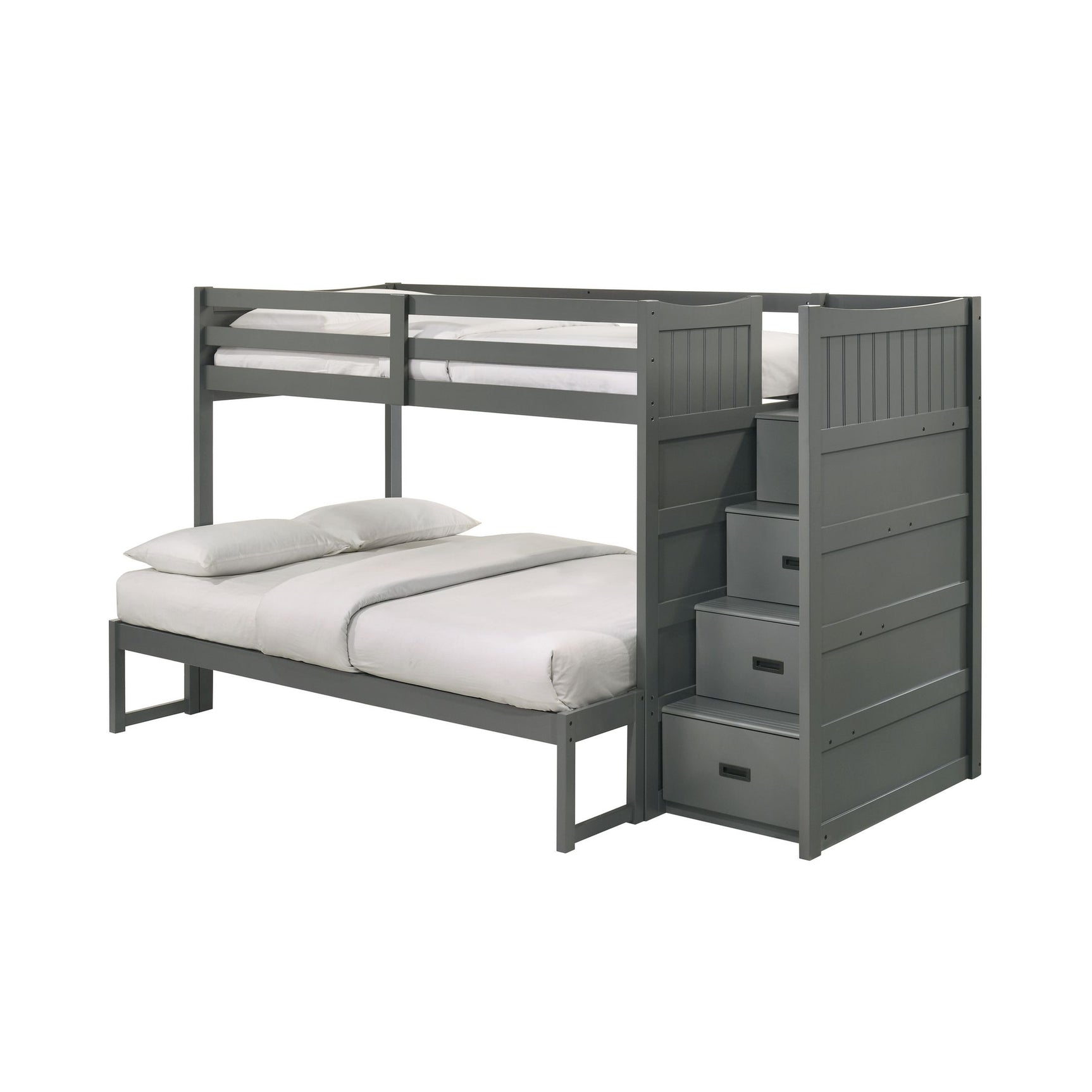 Sami Twin Over Full Step Bunk with Right HB in Grey