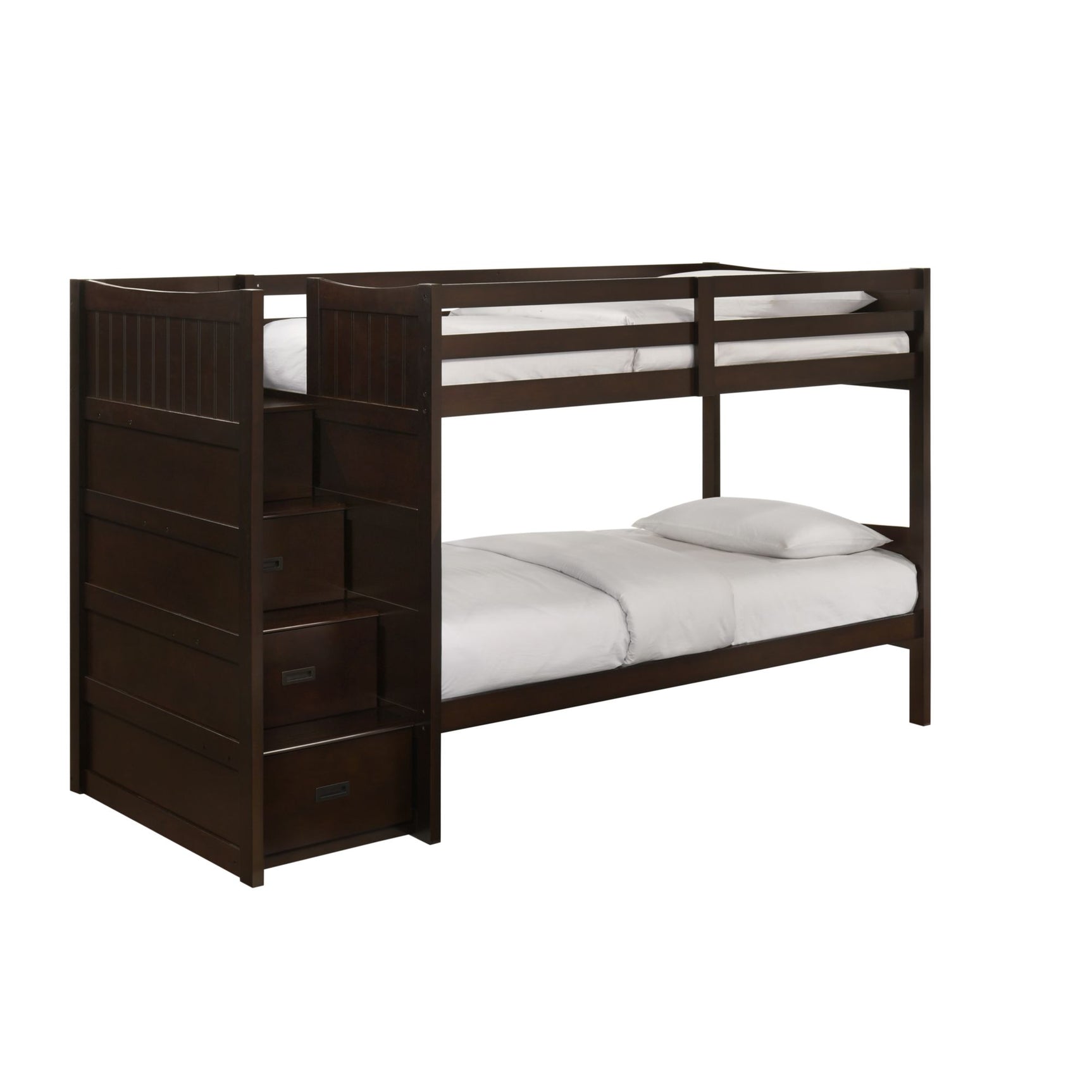 Sami Twin Over Twin Step Bunk with Left HB in Espresso - Tampa Furniture Outlet