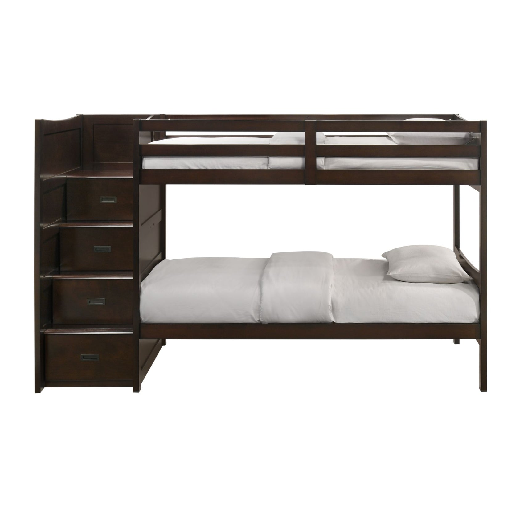 Sami Twin Over Twin Step Bunk with Left HB in Espresso - Tampa Furniture Outlet