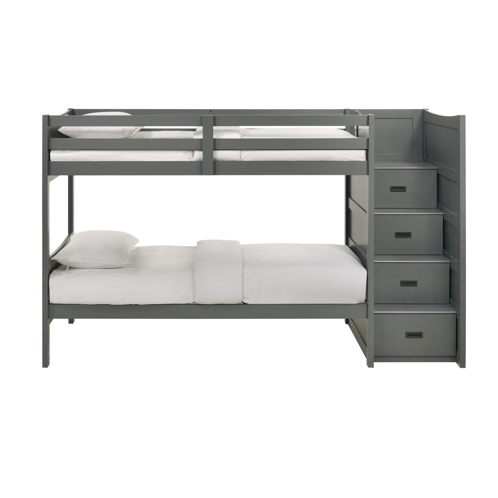 Sami Twin Over Twin Step Bunk with Right HB in Grey - Tampa Furniture Outlet