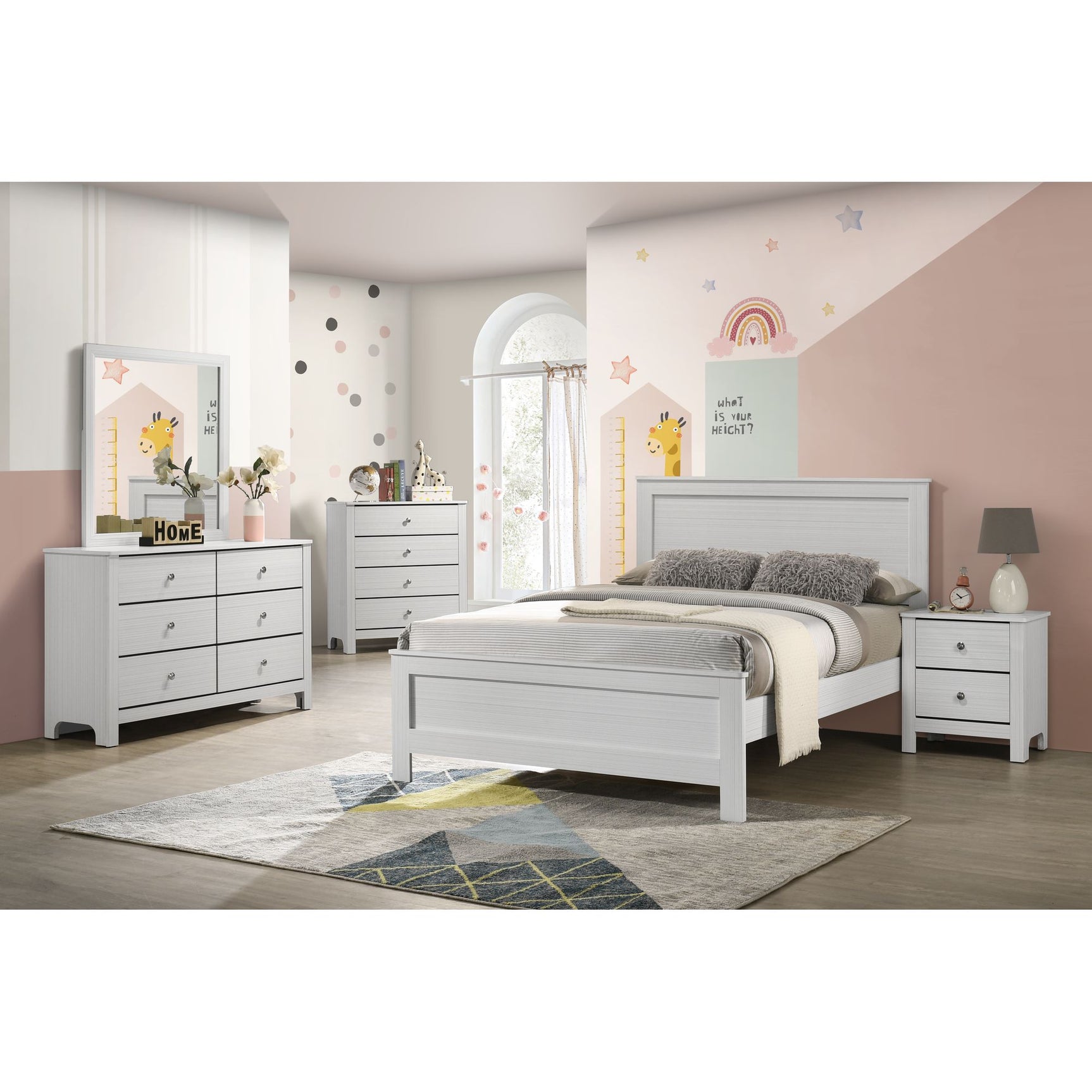Sami Youth Dresser and Mirror Set in White - Tampa Furniture Outlet