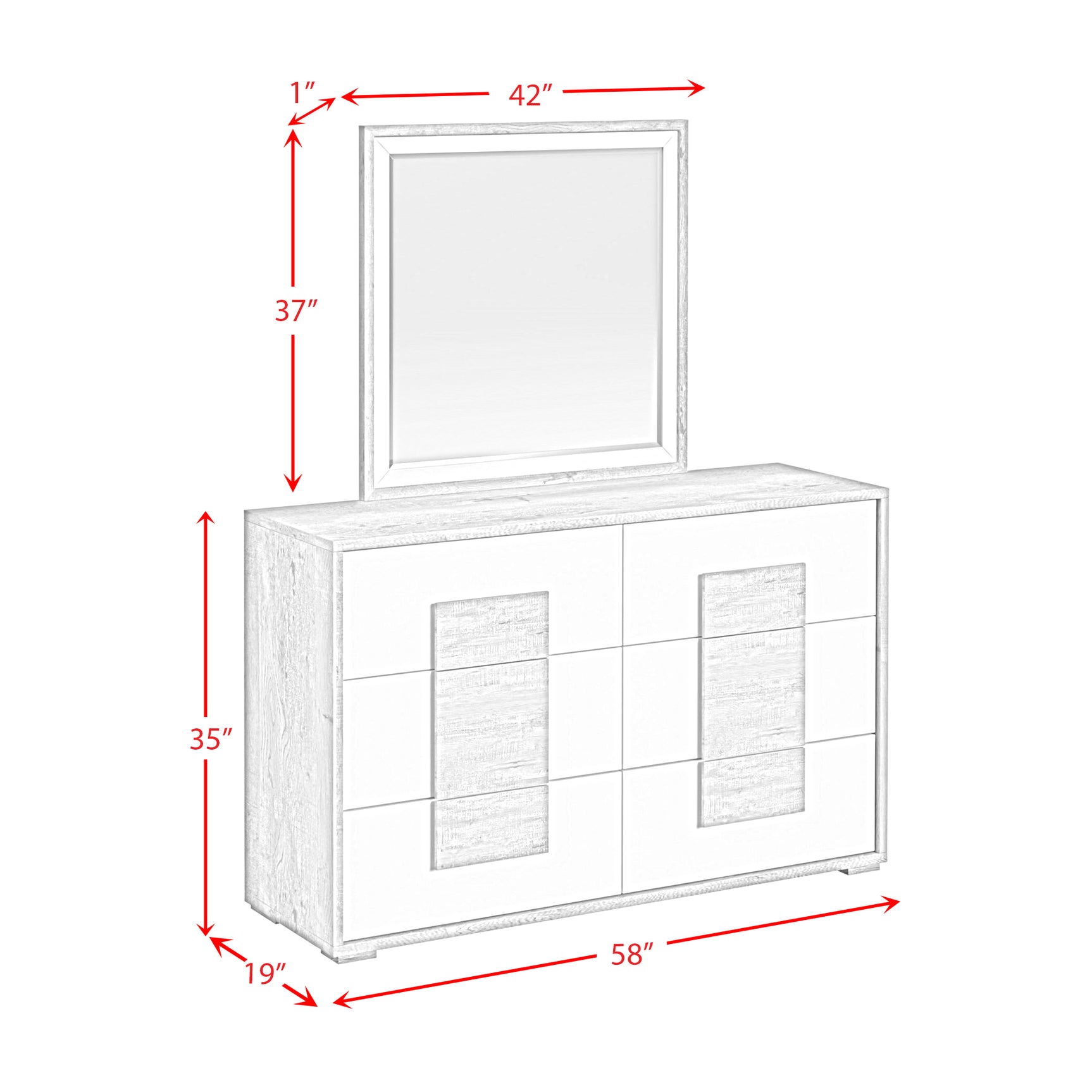 San Matteo Dresser and Mirror Set in Dual Tone - Tampa Furniture Outlet