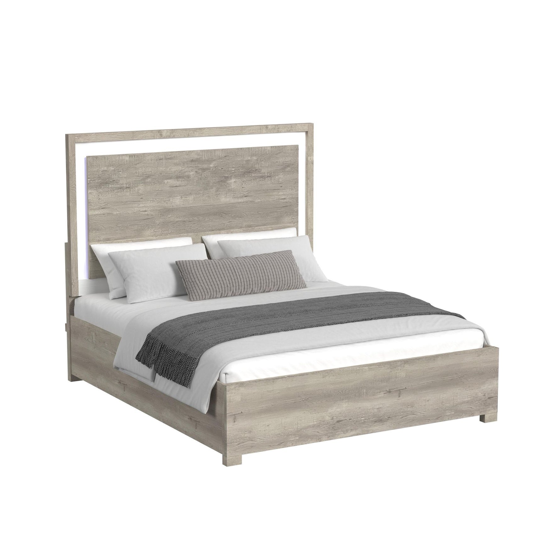 San Matteo King Bed with LED in Dual Tone - Tampa Furniture Outlet