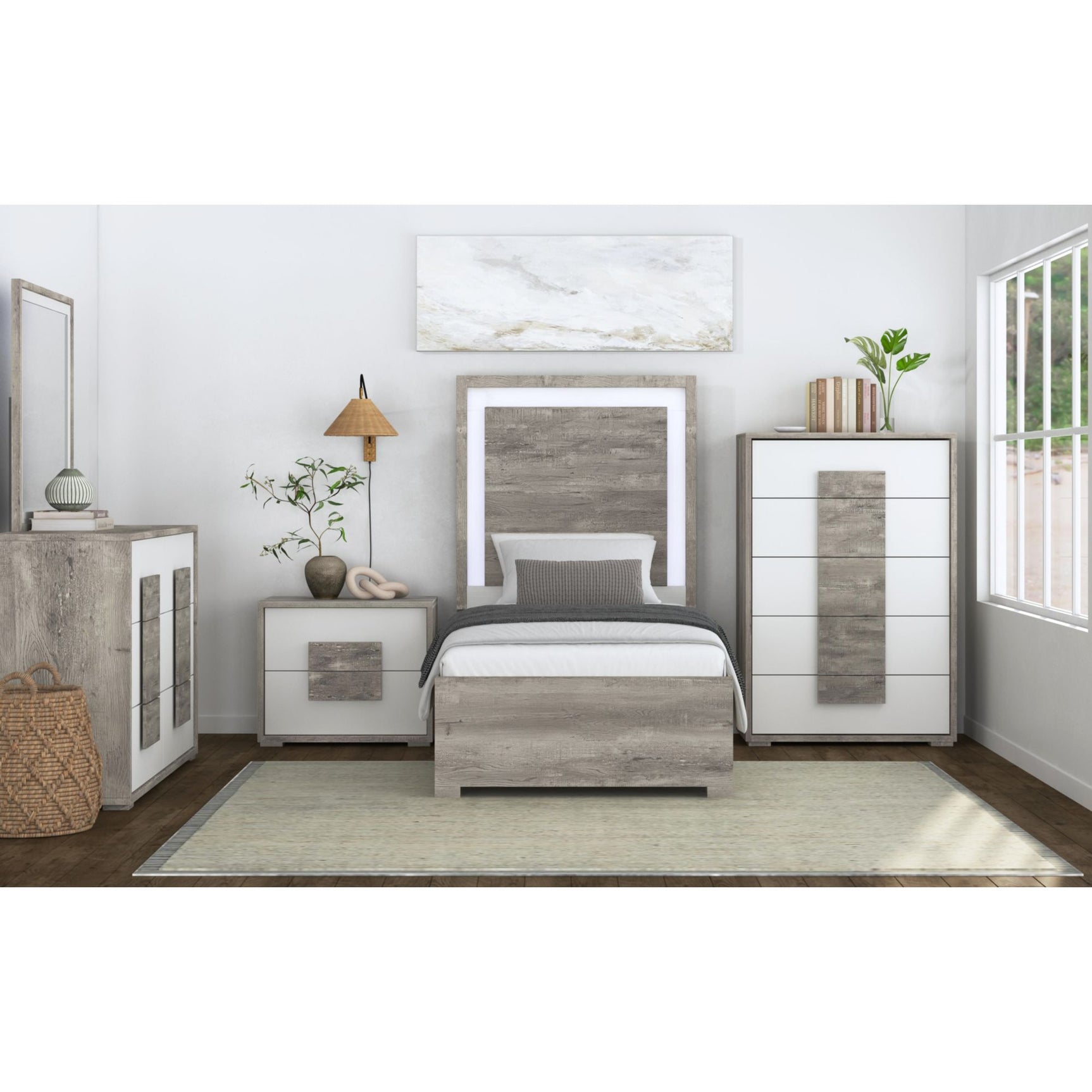 San Matteo Twin Bed with LED in Dual Tone – SKU B-16010-7-TBL | Elements
