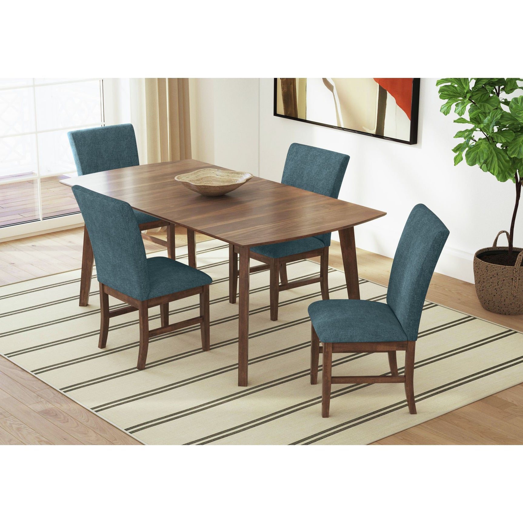 Santa Barbara Dining Side Chair with Denim Blue Fabric in Walnut (2 Per Carton) - Tampa Furniture Outlet