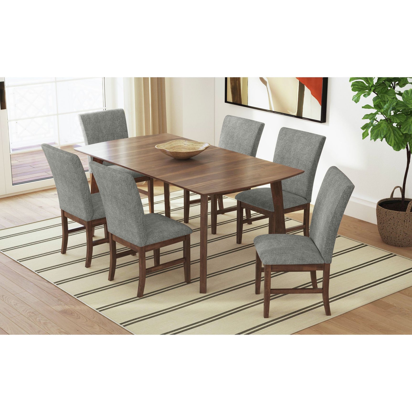 Santa Barbara Dining Side Chair with Dark Grey Fabric in Walnut (2 Per Carton) - Tampa Furniture Outlet