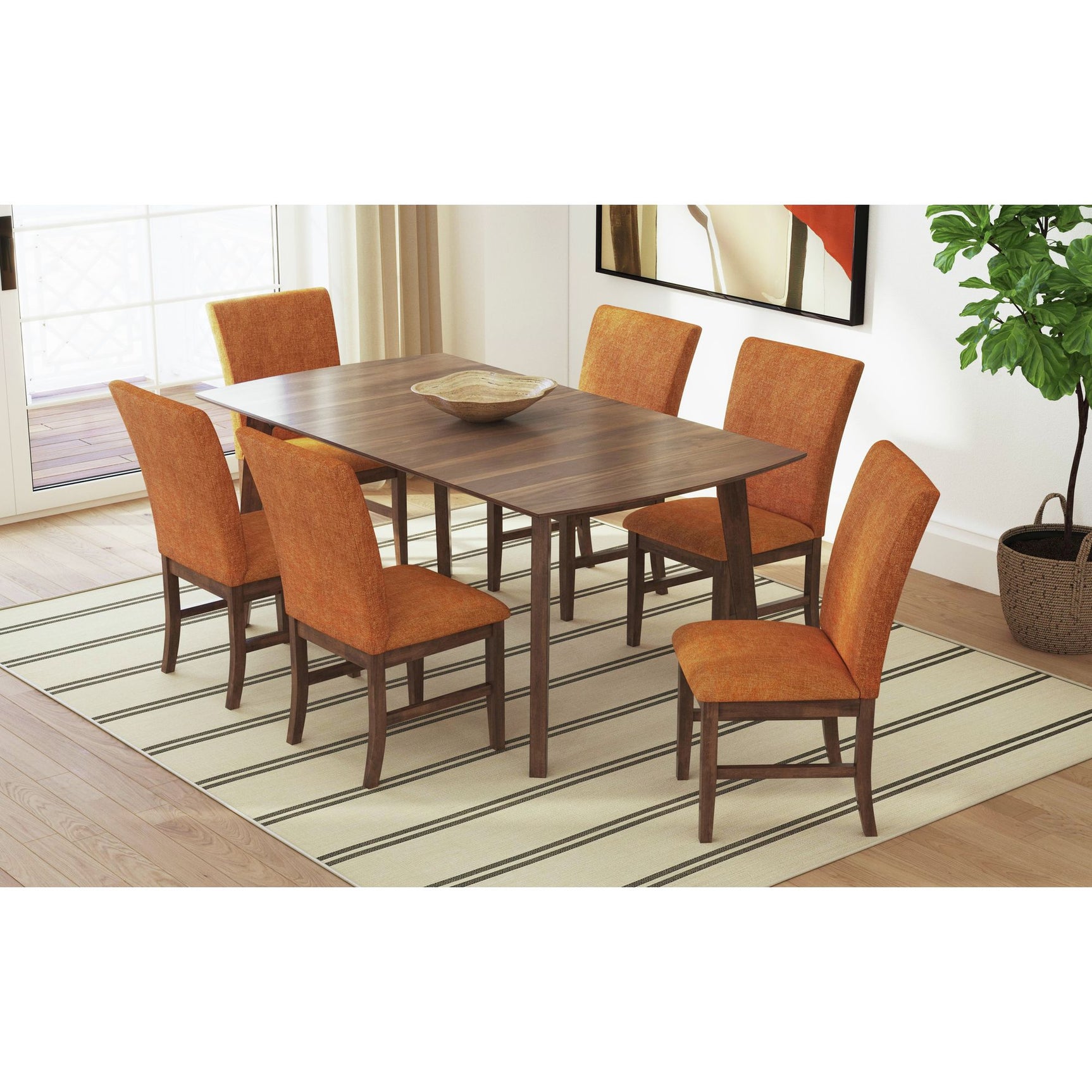 Santa Barbara Dining Side Chair with Orange Fabric in Walnut (2 Per Carton) - Tampa Furniture Outlet