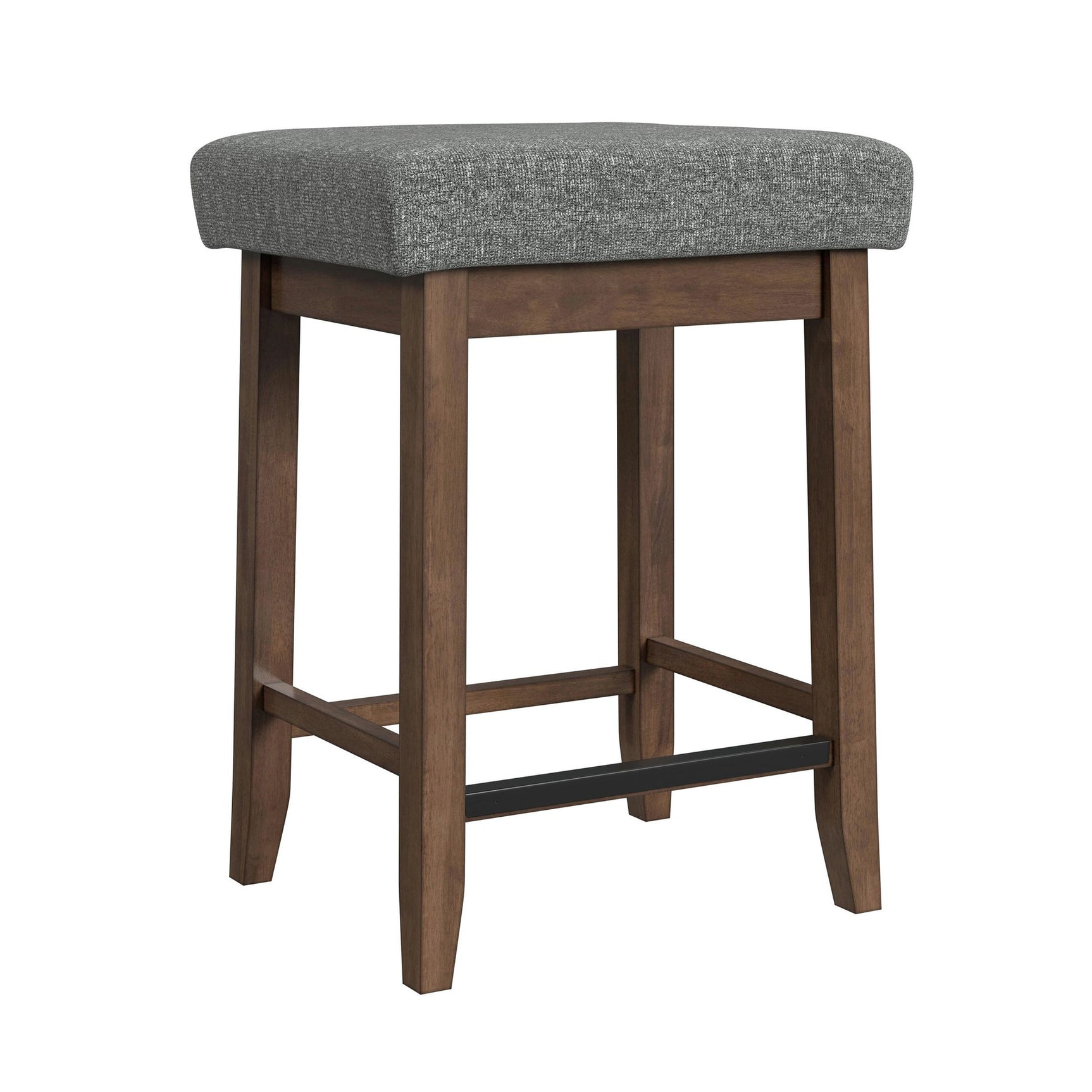 Santa Barbara Kitchen Island & 2 Counter Stools with Dark Grey Fabric in Walnut