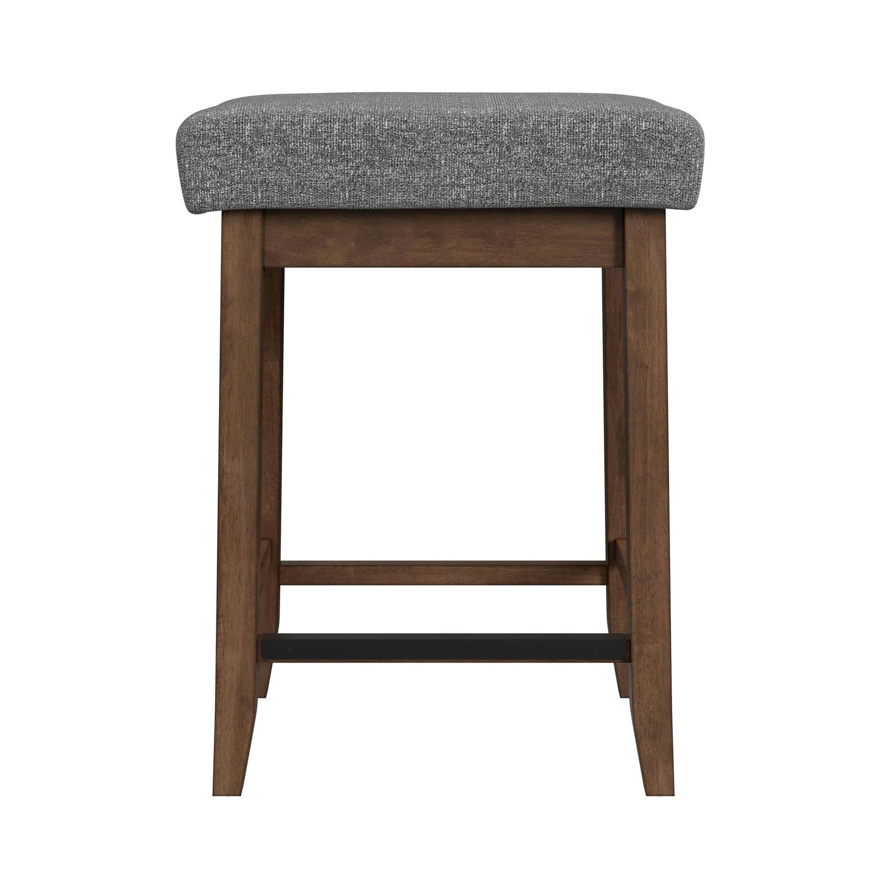 Santa Barbara Kitchen Island & 2 Counter Stools with Dark Grey Fabric in Walnut