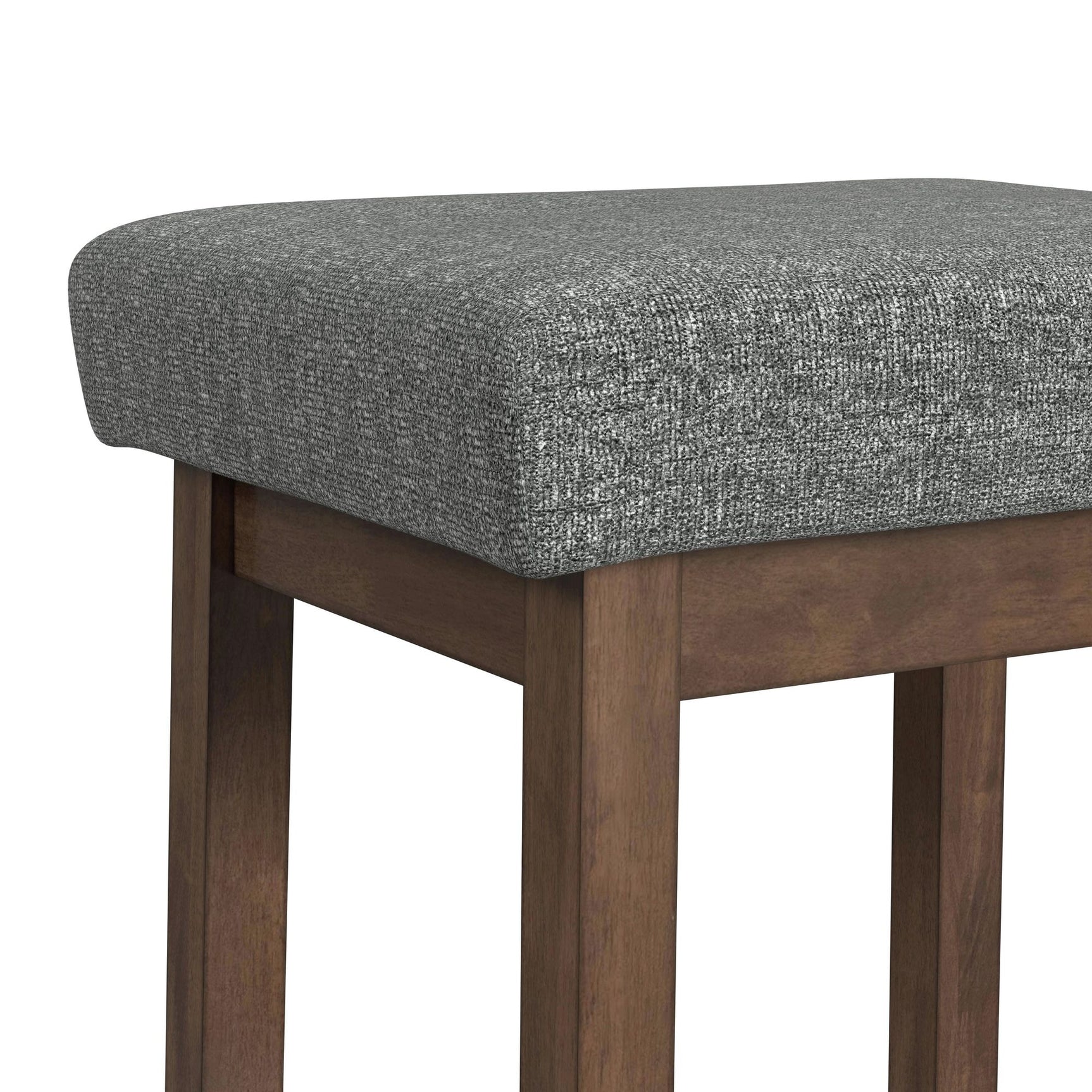 Santa Barbara Kitchen Island & 2 Counter Stools with Dark Grey Fabric in Walnut - Tampa Furniture Outlet