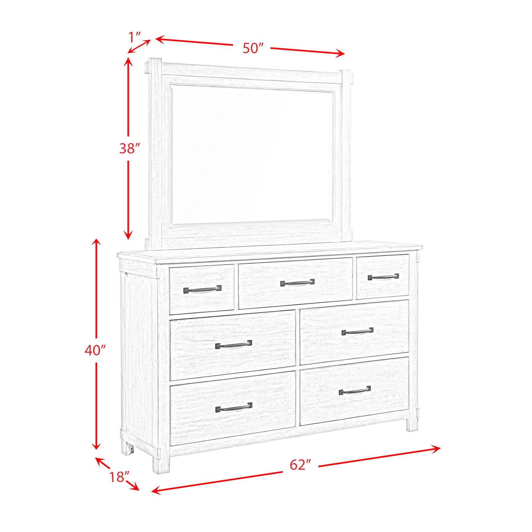 Scott Dresser & Mirror Set White Finish - Tampa Furniture Outlet