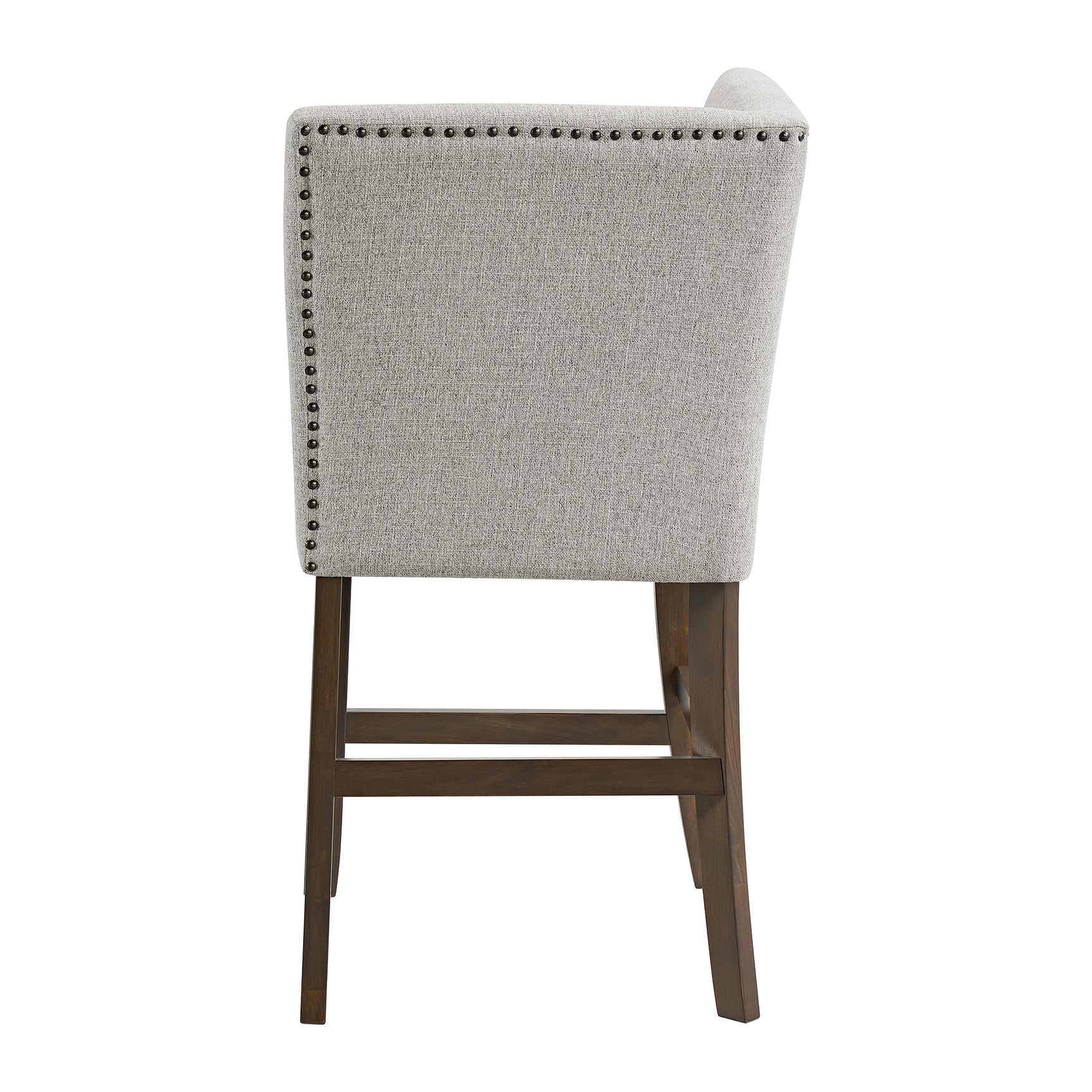 Seneca Counter Corner Bench with Upholstered Back and Grey Fabric in Brown - Tampa Furniture Outlet