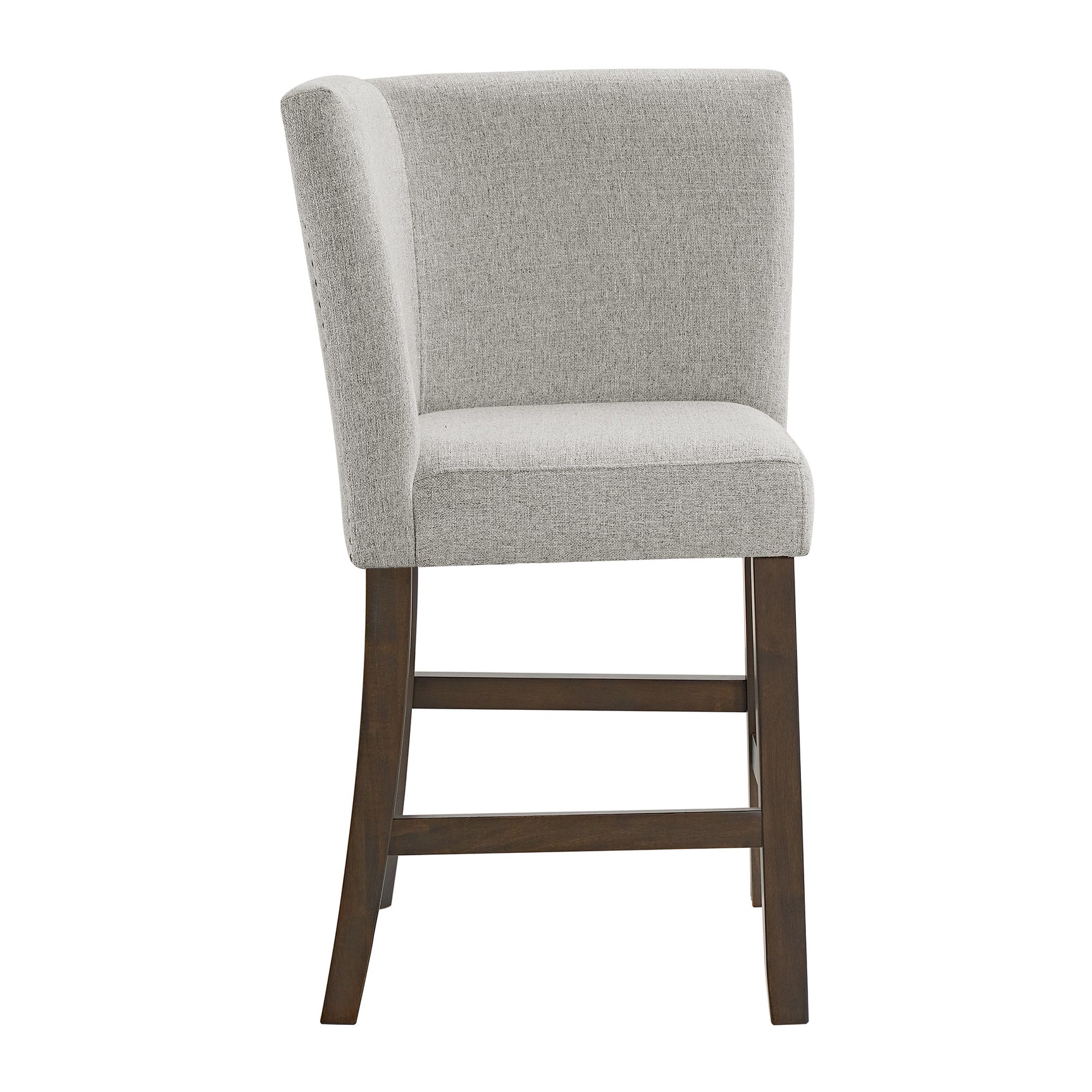 Seneca Counter Corner Bench with Upholstered Back and Grey Fabric in Brown - Tampa Furniture Outlet