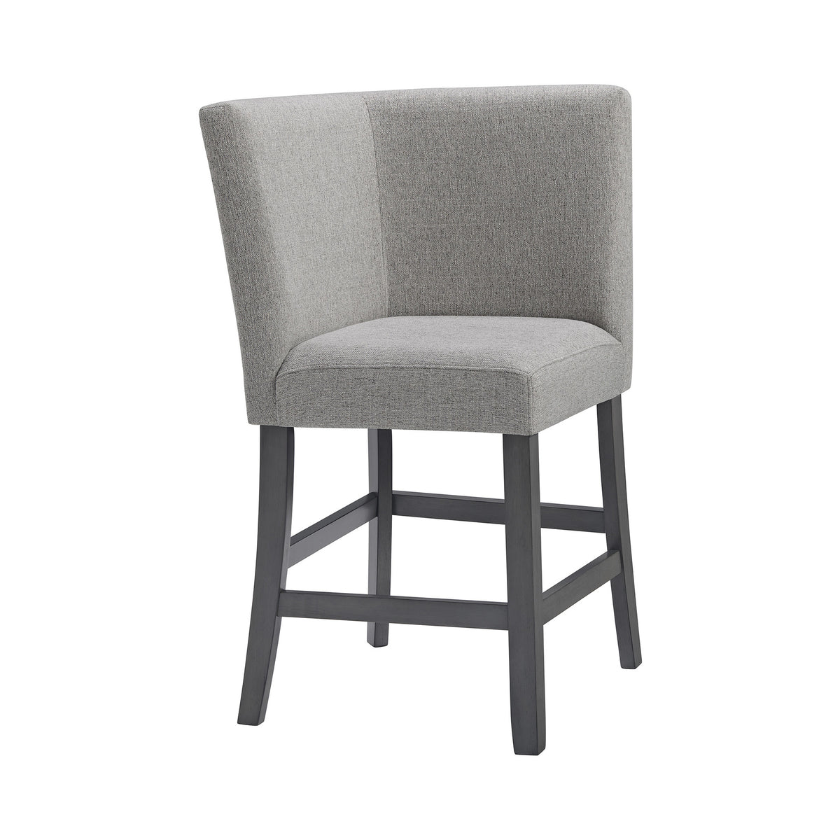 Seneca Counter Corner Bench with Upholstered Back and Grey Fabric in Grey