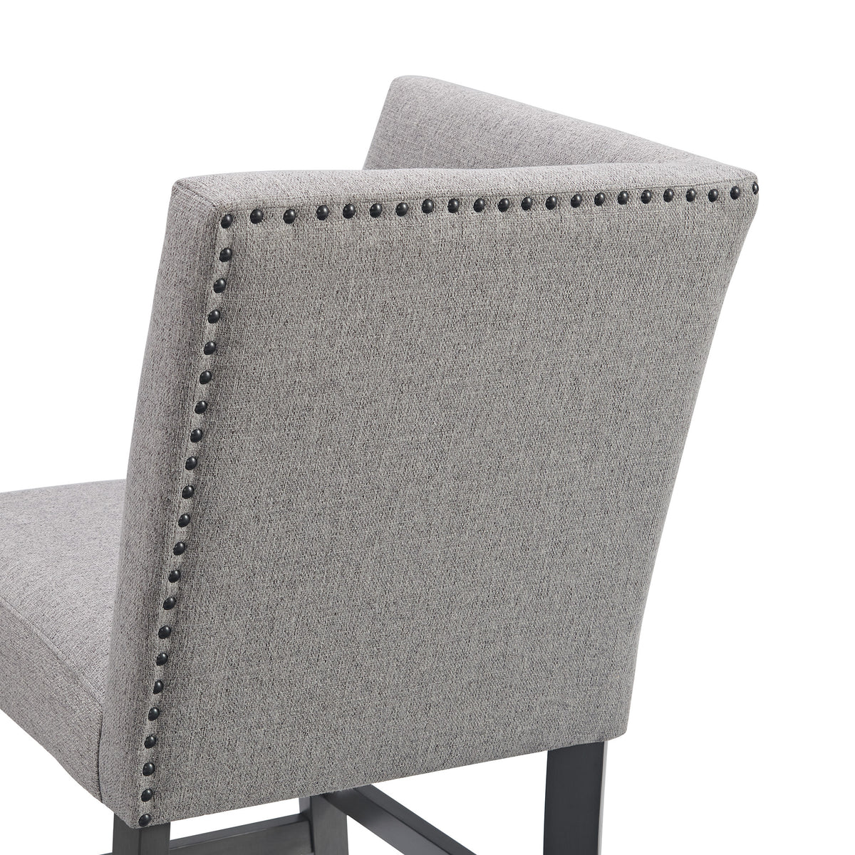 Seneca Counter Corner Bench with Upholstered Back and Grey Fabric in Grey
