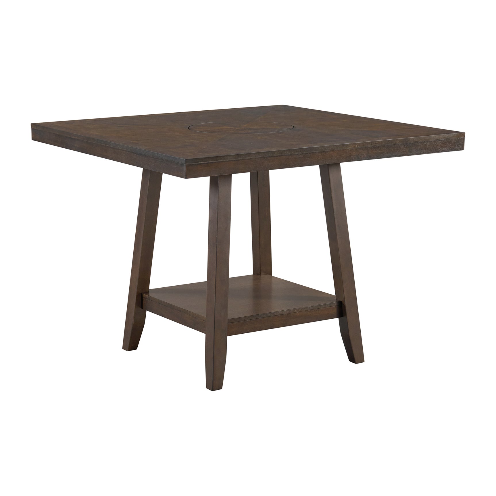 Seneca Square Counter Table with Lazy Susan in Brown - Tampa Furniture Outlet