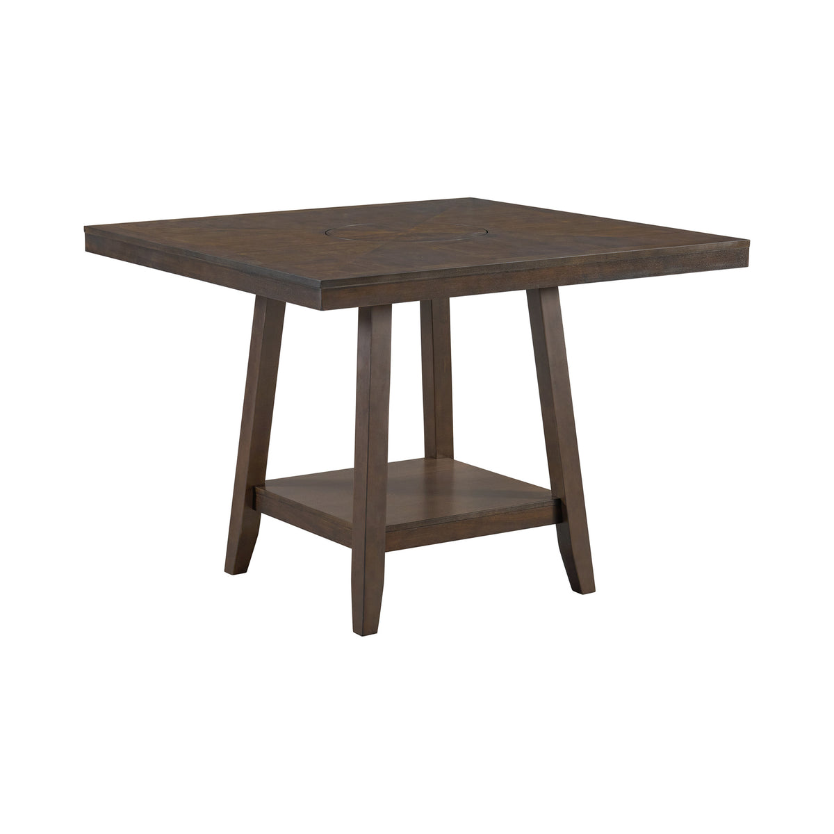 Seneca Square Counter Table with Lazy Susan in Brown