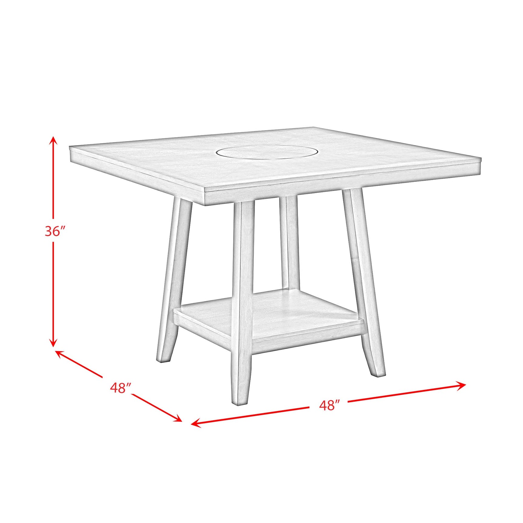 Seneca Square Counter Table with Lazy Susan in Grey - Tampa Furniture Outlet