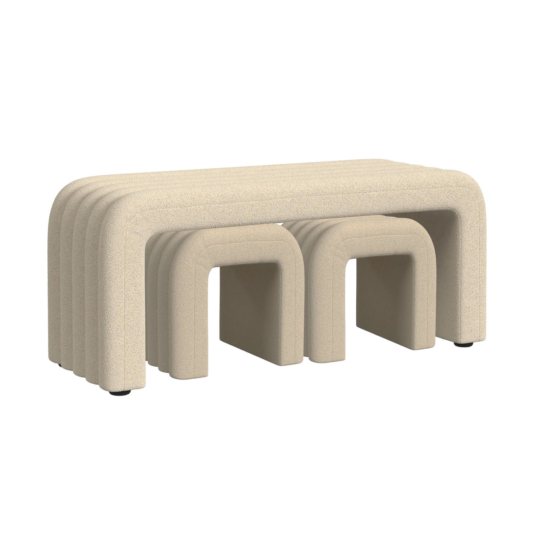 Seqouia Bench With 2 Stools in Ching Cream - Tampa Furniture Outlet
