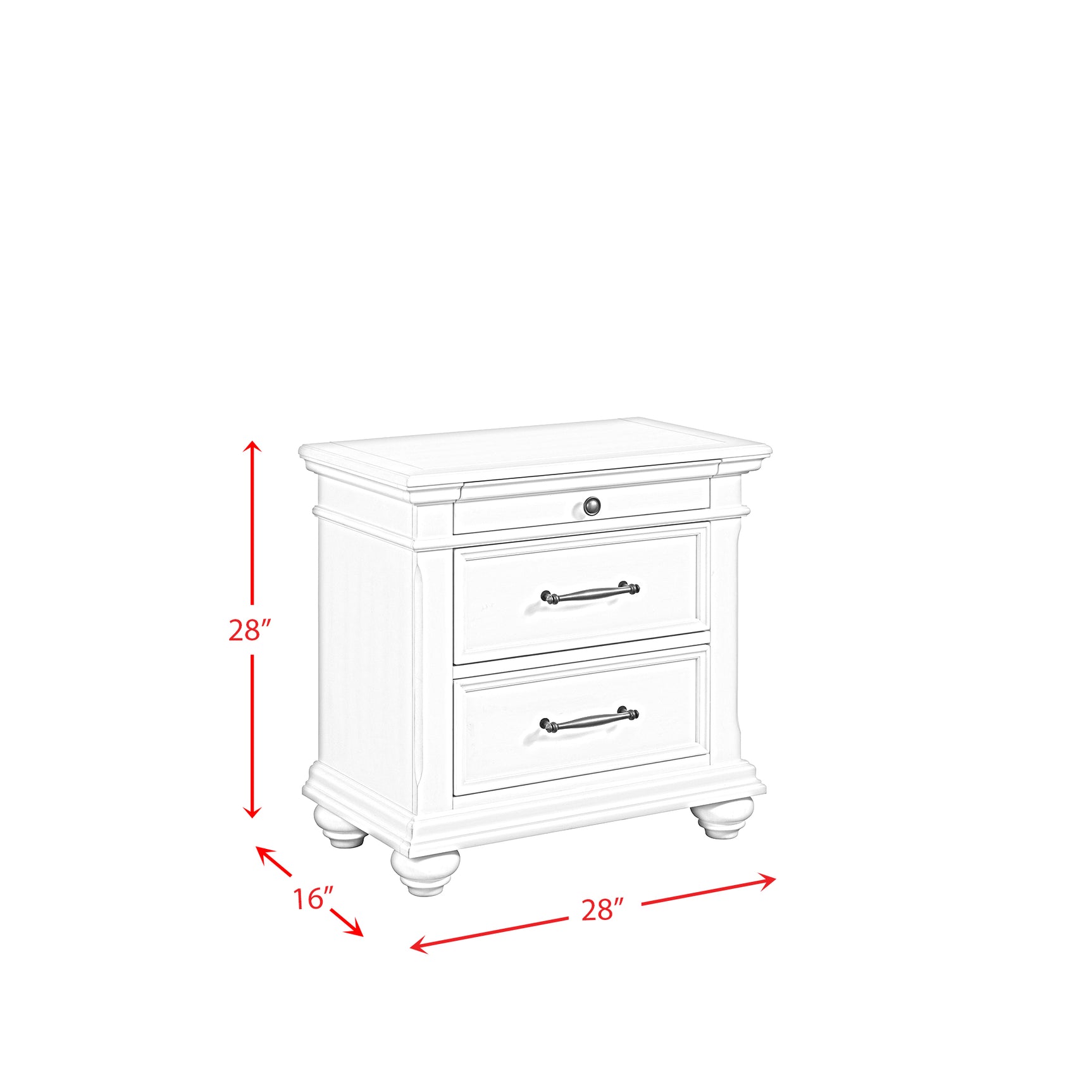 Slater Nightstand w/USB in Antique White
