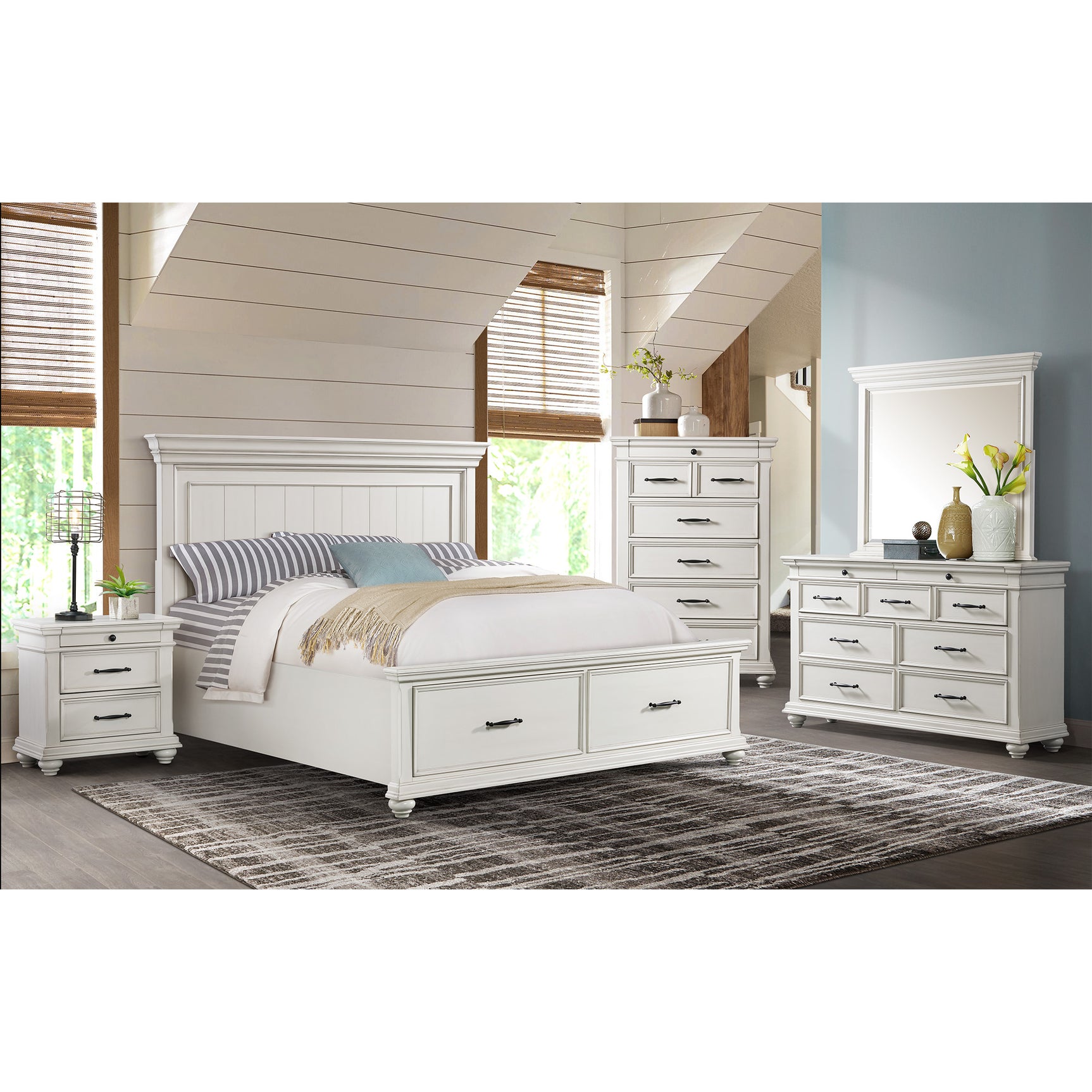 Slater King Bed in Antique White – SKU SR650KB | Elements