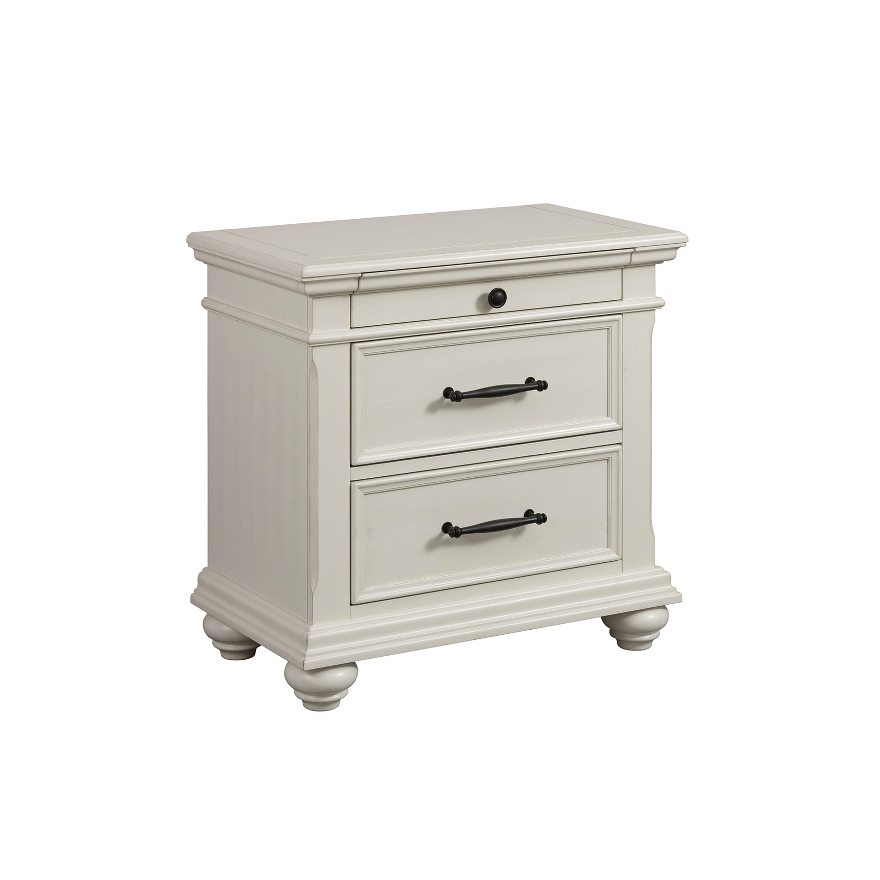 Slater Nightstand w/USB in Antique White - Tampa Furniture Outlet