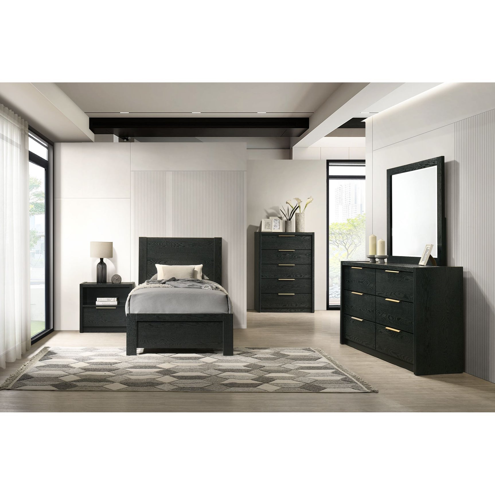 South Bend Twin Bed in Black – SKU B-19230-8-TB | Elements