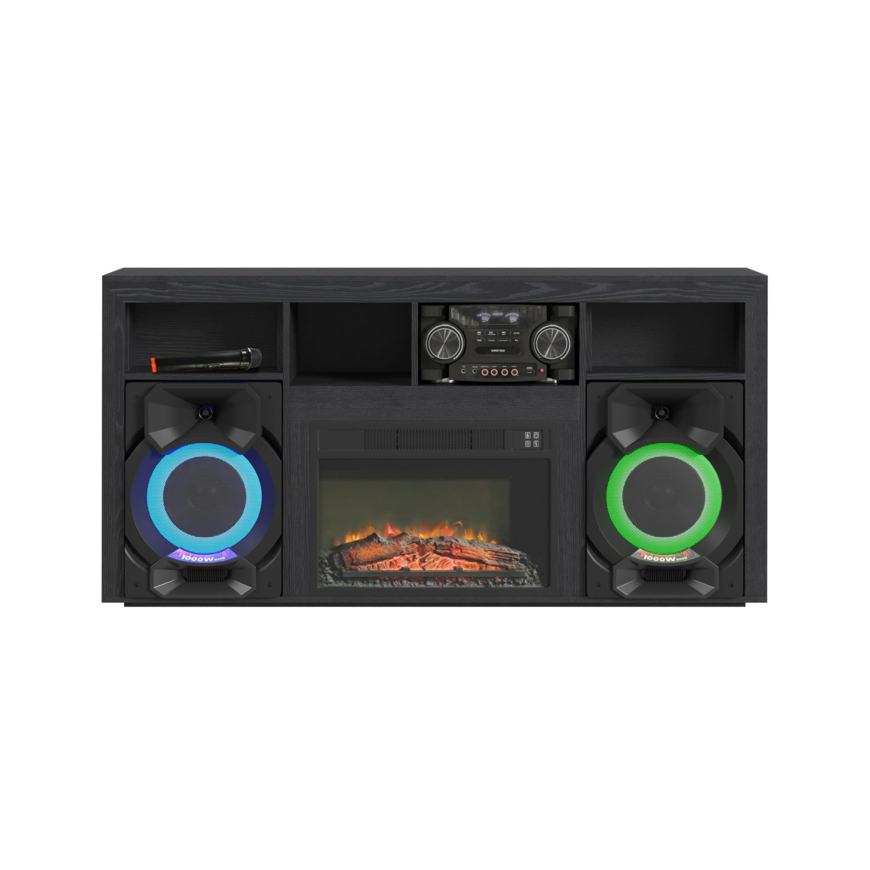 St. Cloud Fireplace with Sound System in Black - Tampa Furniture Outlet