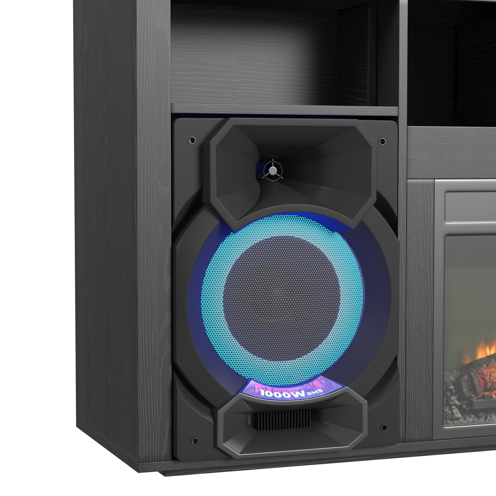 St. Cloud Fireplace with Sound System in Black - Tampa Furniture Outlet