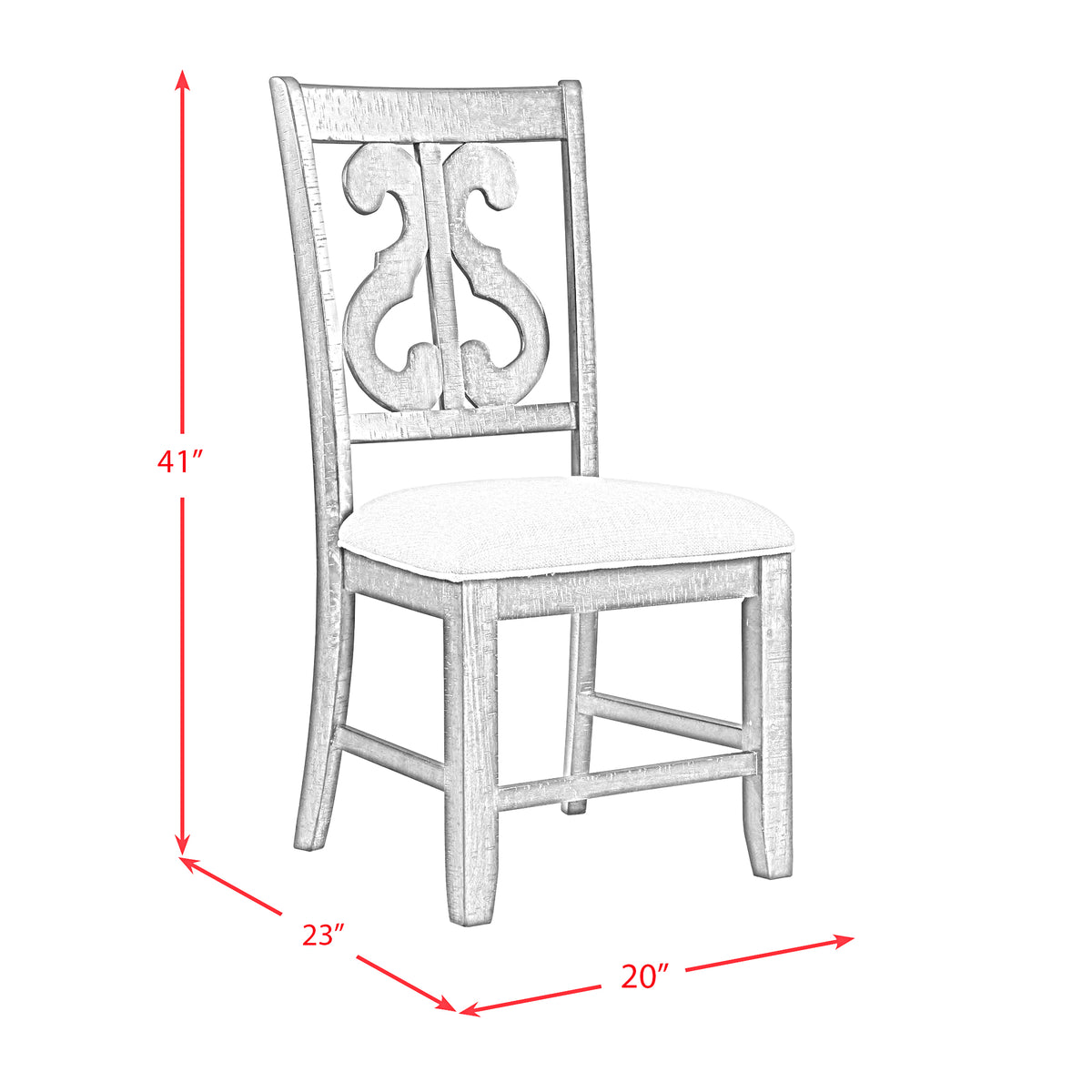 Stone Wooden Swirl Back Side Chair in White (2 Per Pack)