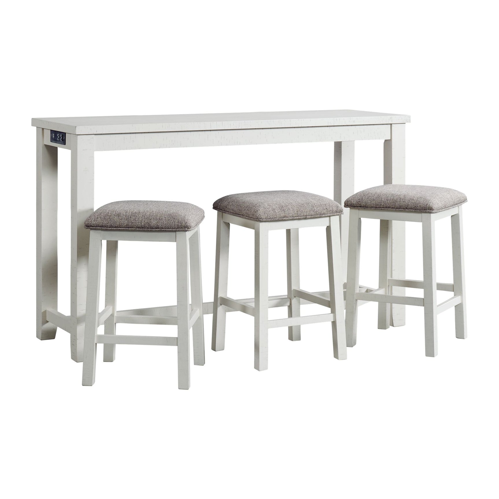 Stone Occasional Bar Table Single Pack in White (Table + Three Stools) - Tampa Furniture Outlet