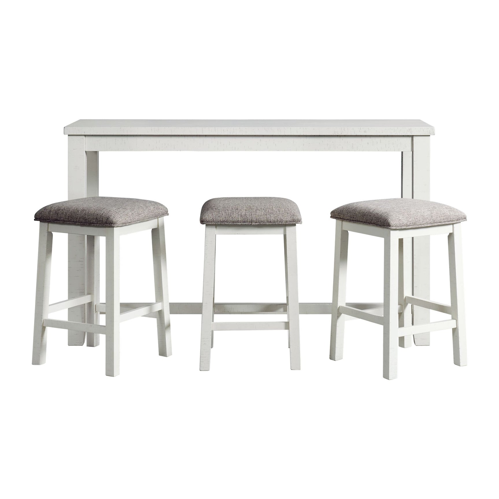 Stone Occasional Bar Table Single Pack in White (Table + Three Stools) - Tampa Furniture Outlet