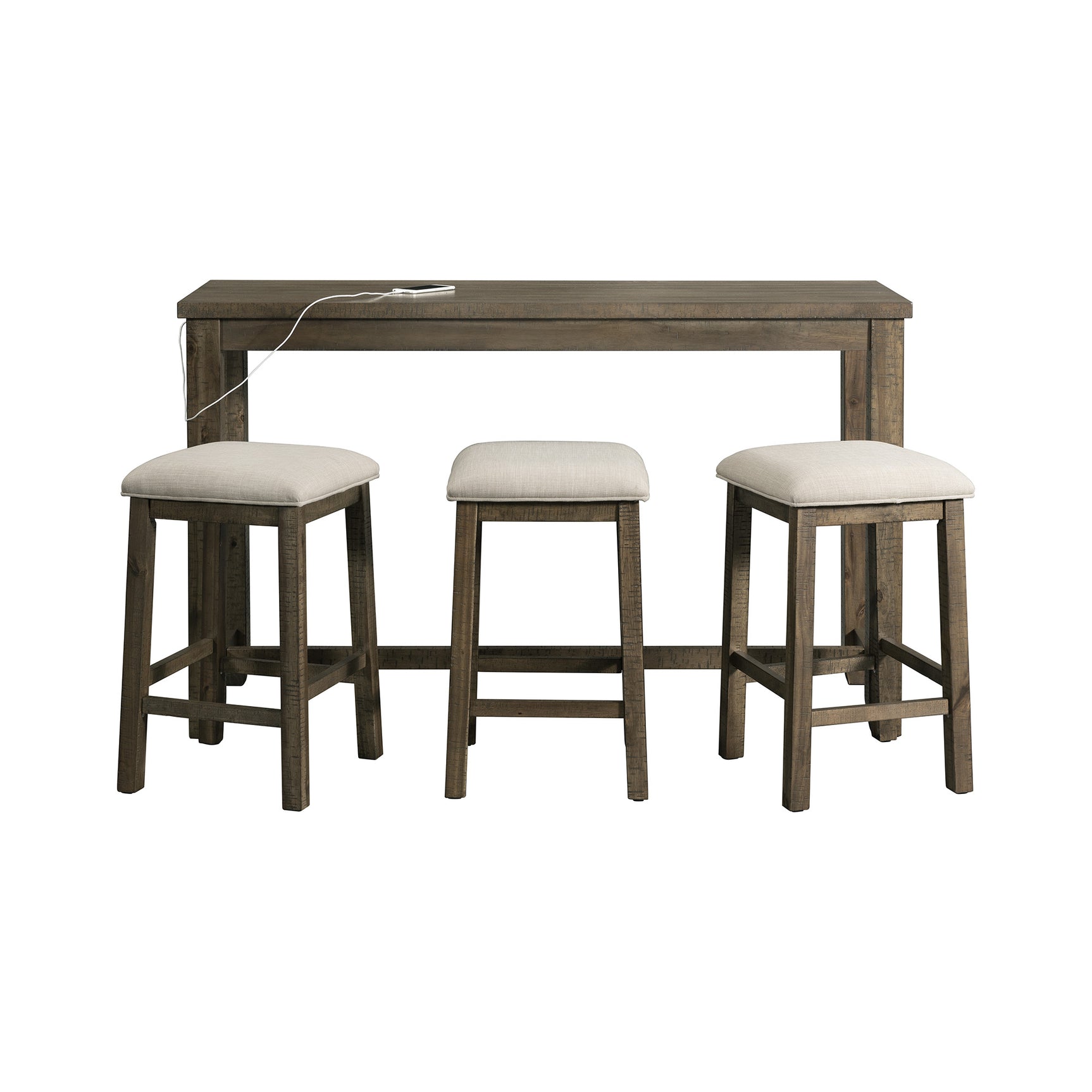 Stone Occasional Bar Table Single Pack Gray Finish (Table + Three Stools) - Tampa Furniture Outlet