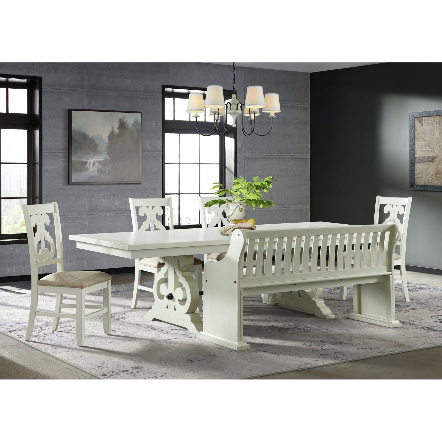 Stone Wooden Swirl Back Side Chair in White (2 Per Pack) - Tampa Furniture Outlet