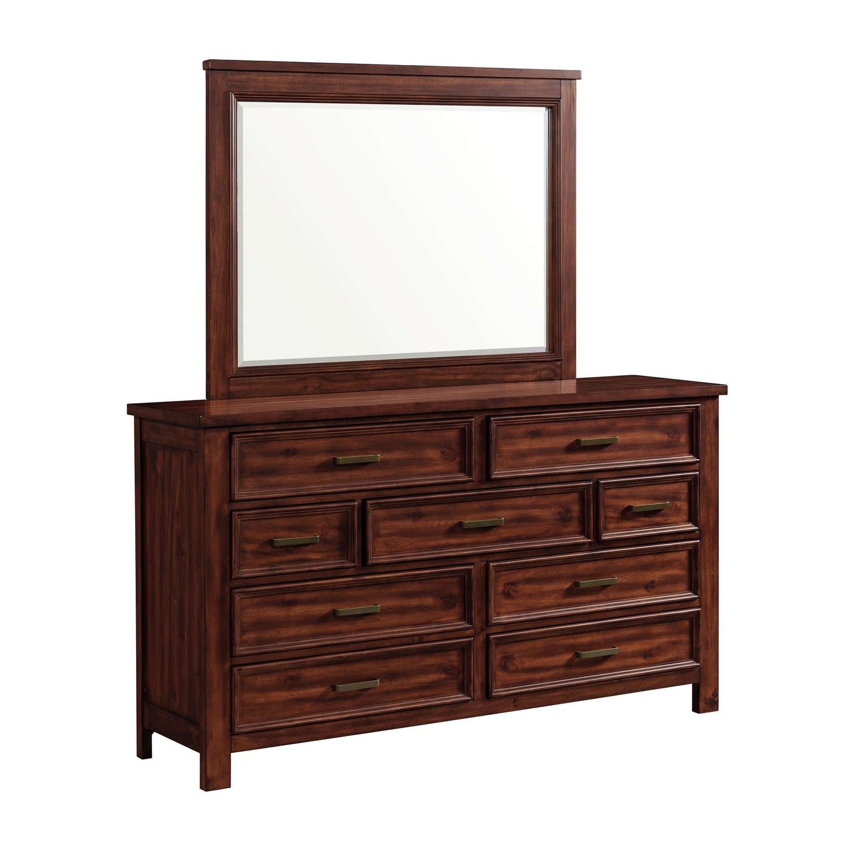 Sullivan Dresser and Mirror Set in Rich Cherry - Tampa Furniture Outlet