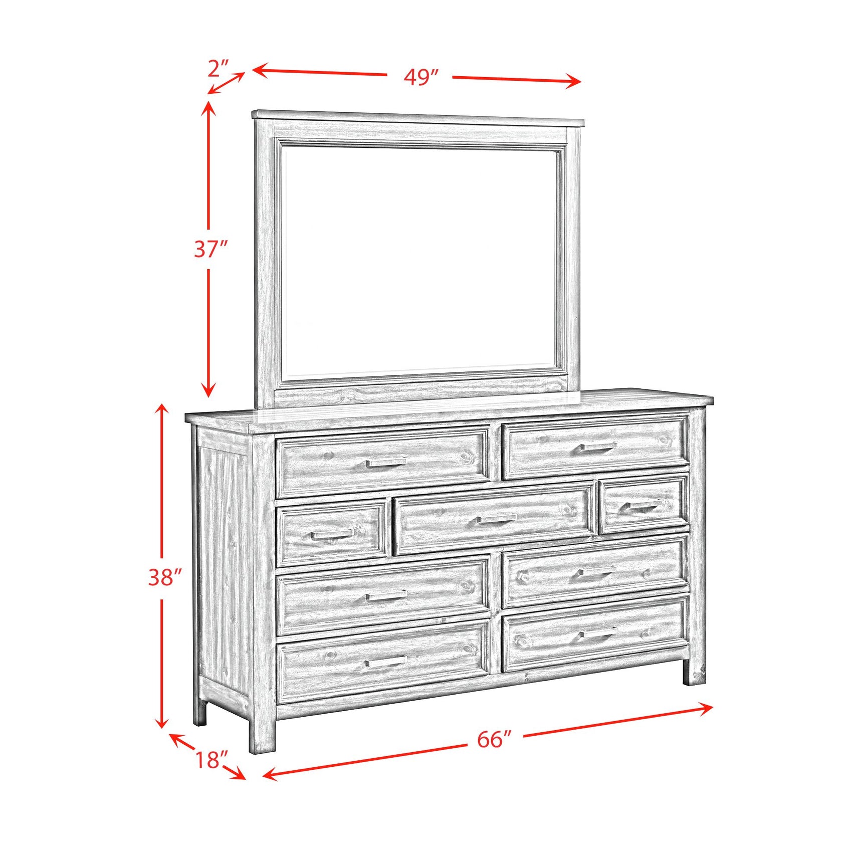 Sullivan Dresser and Mirror Set in Rich Cherry