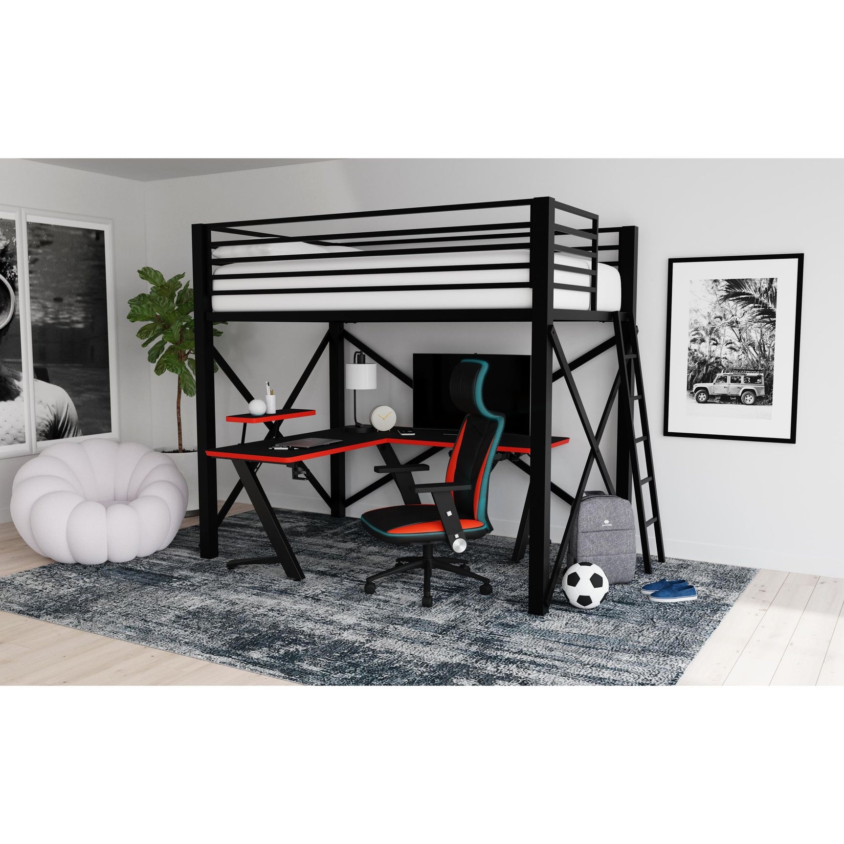 Talia Full Loft Bunk and Ladder in Black – SKU Y-14090-8-FBK | Elements