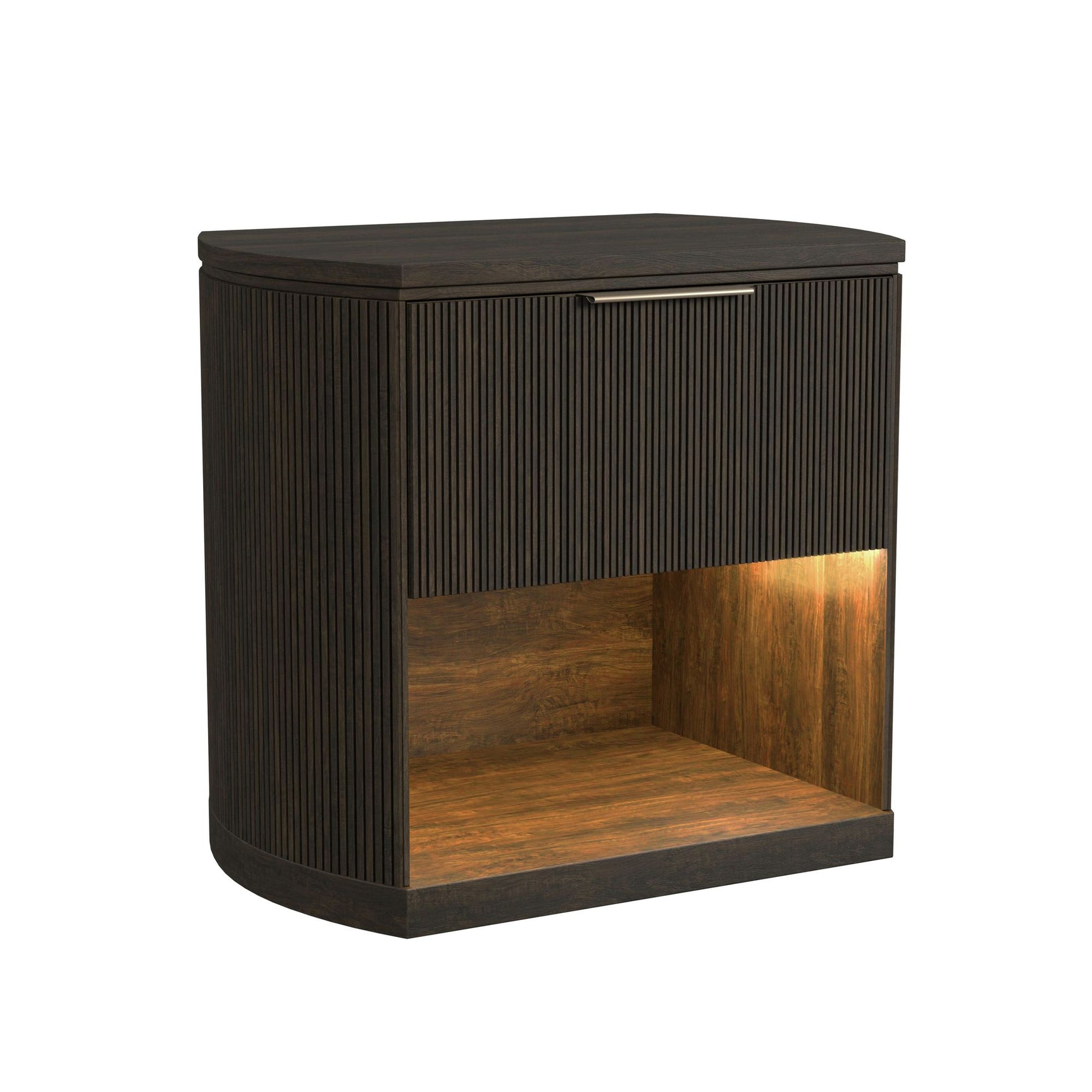 Sylvie 1-Drawer Nightstand with Touch Light in Dark Brown LED - Tampa Furniture Outlet