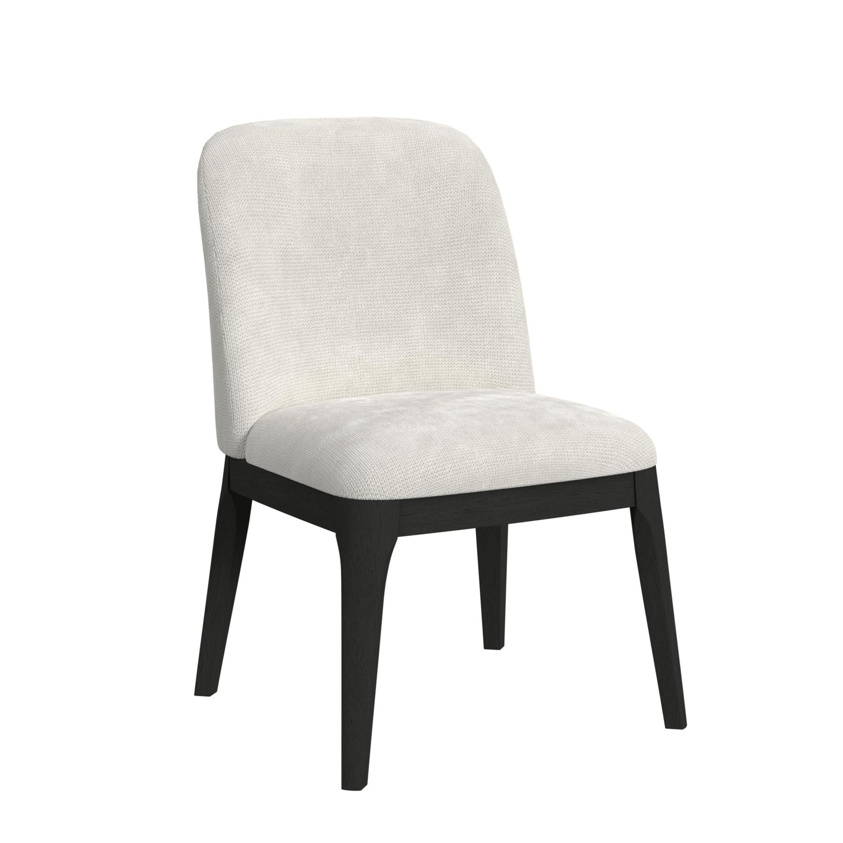 Sylvie Dining Side Chair with White Fabric in Black with Grain (2 Per Carton)