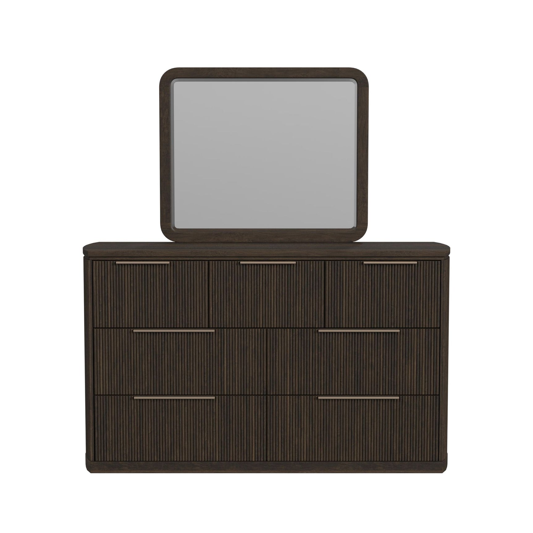 Sylvie Dresser and Mirror Set in Dark Brown - Tampa Furniture Outlet