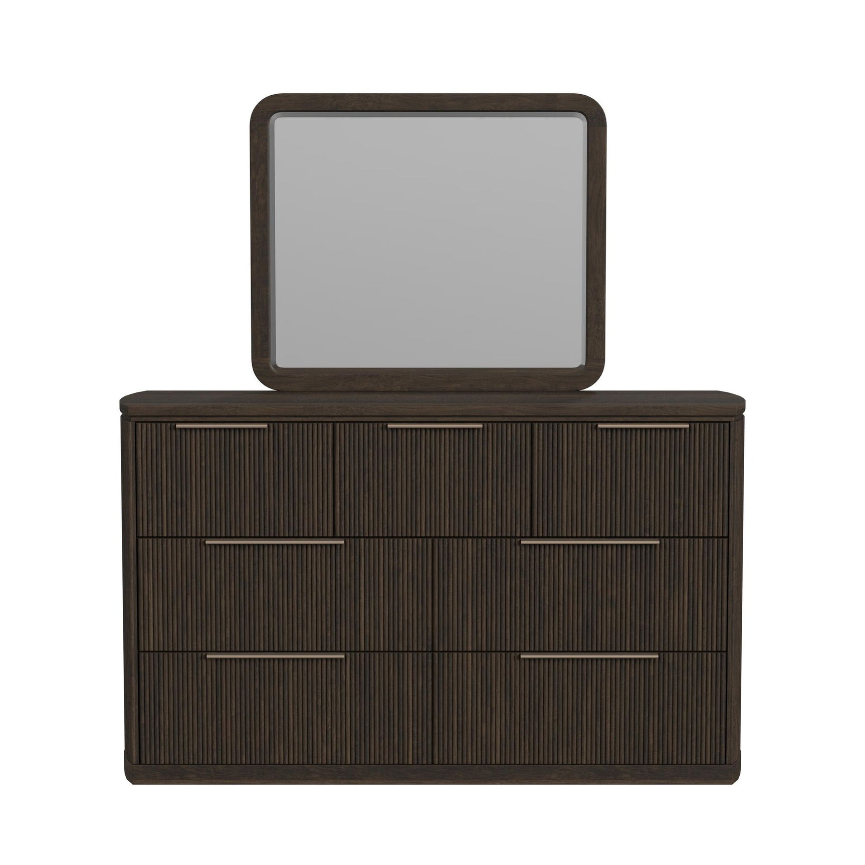 Sylvie Dresser and Mirror Set in Dark Brown
