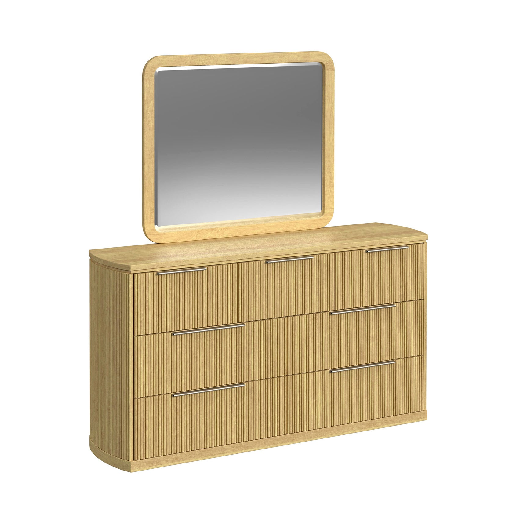Sylvie Dresser and Mirror Set in Natural