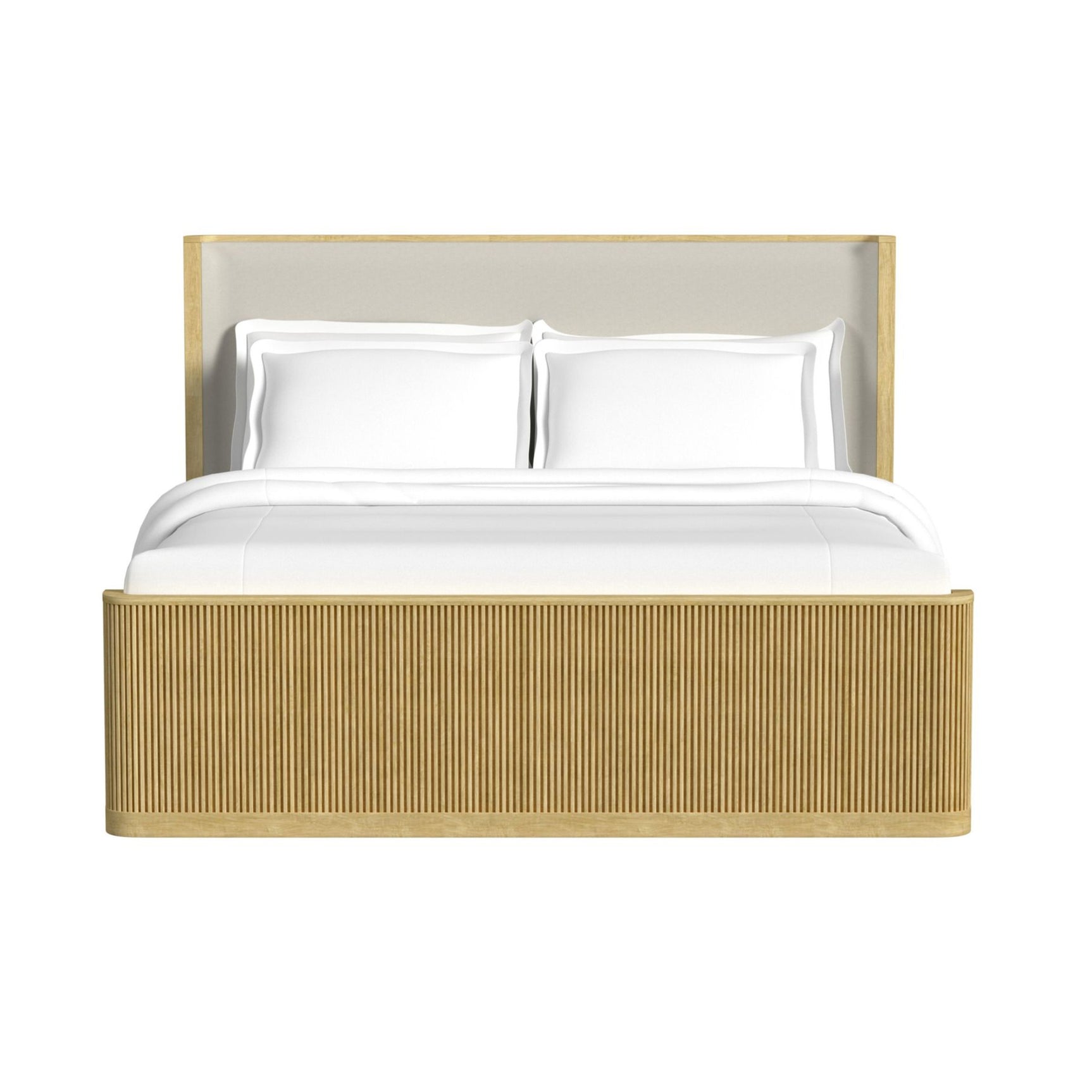 Sylvie King UPH Bed with White Fabric in Natural