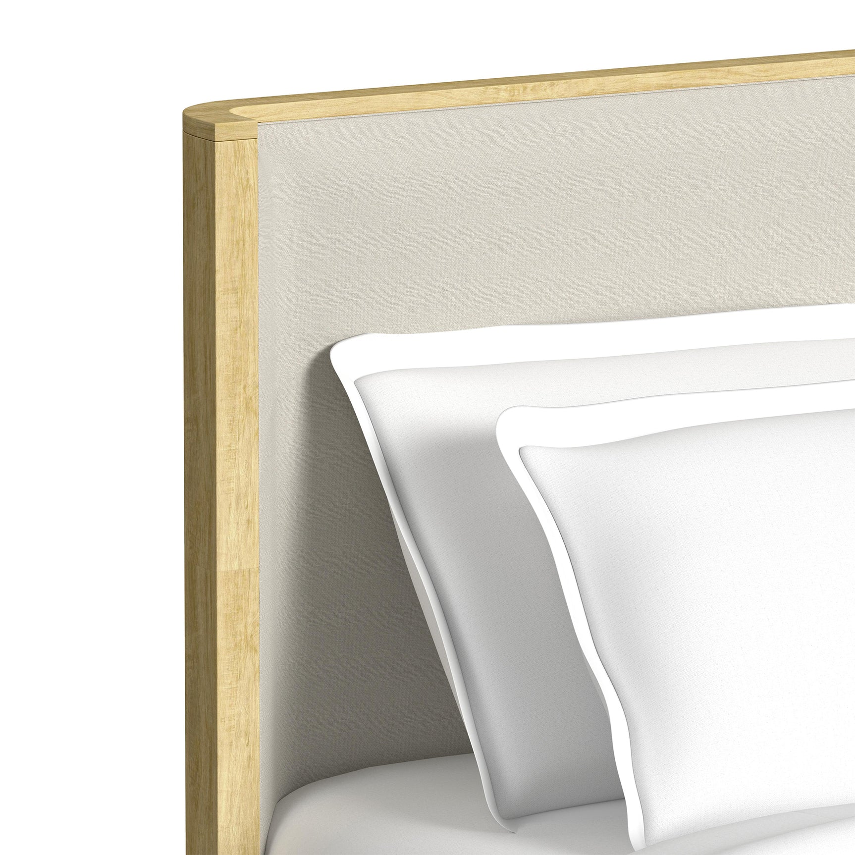 Sylvie King UPH Bed with White Fabric in Natural