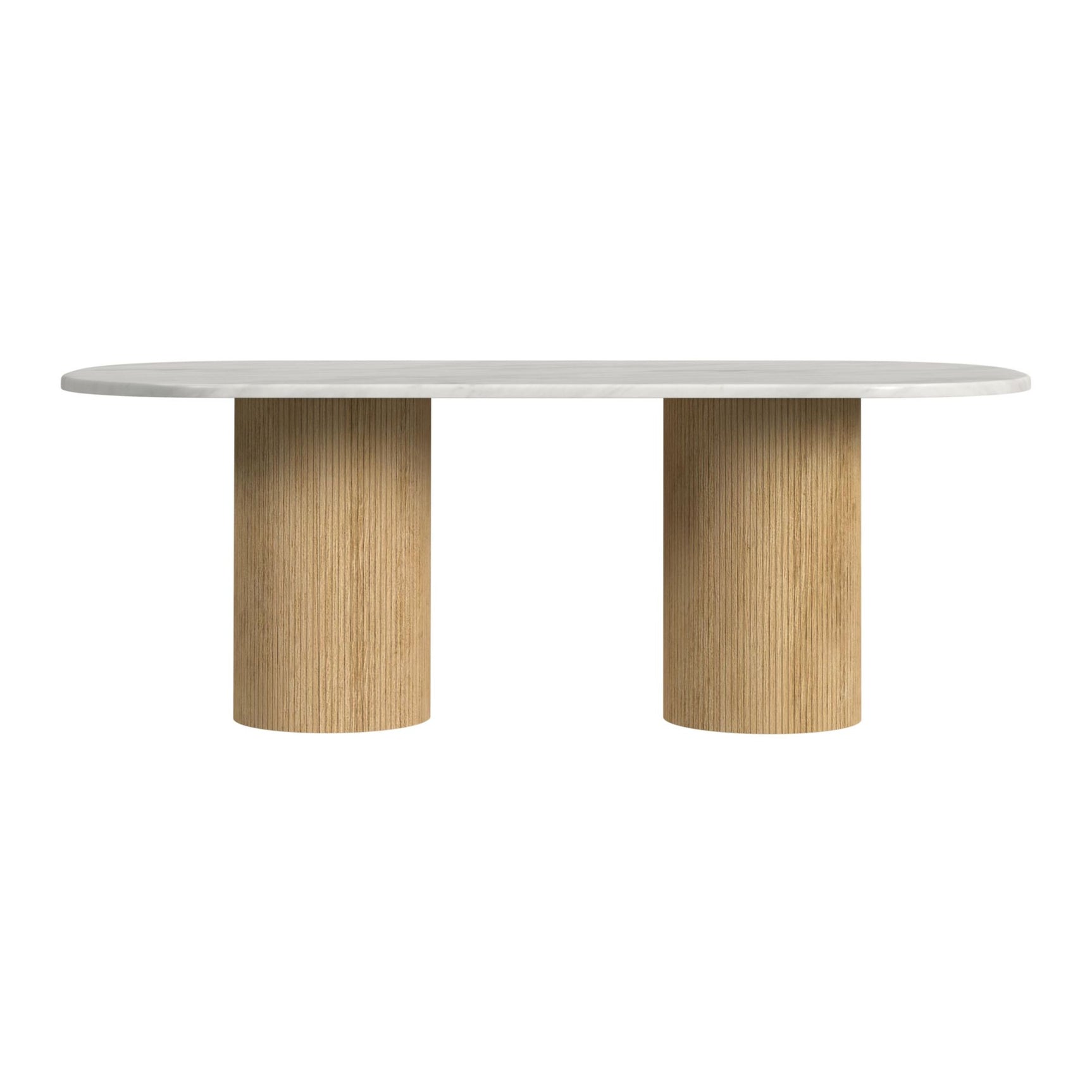 Sylvie Oval Dining Table with White Faux Marble Top in Natural - Tampa Furniture Outlet