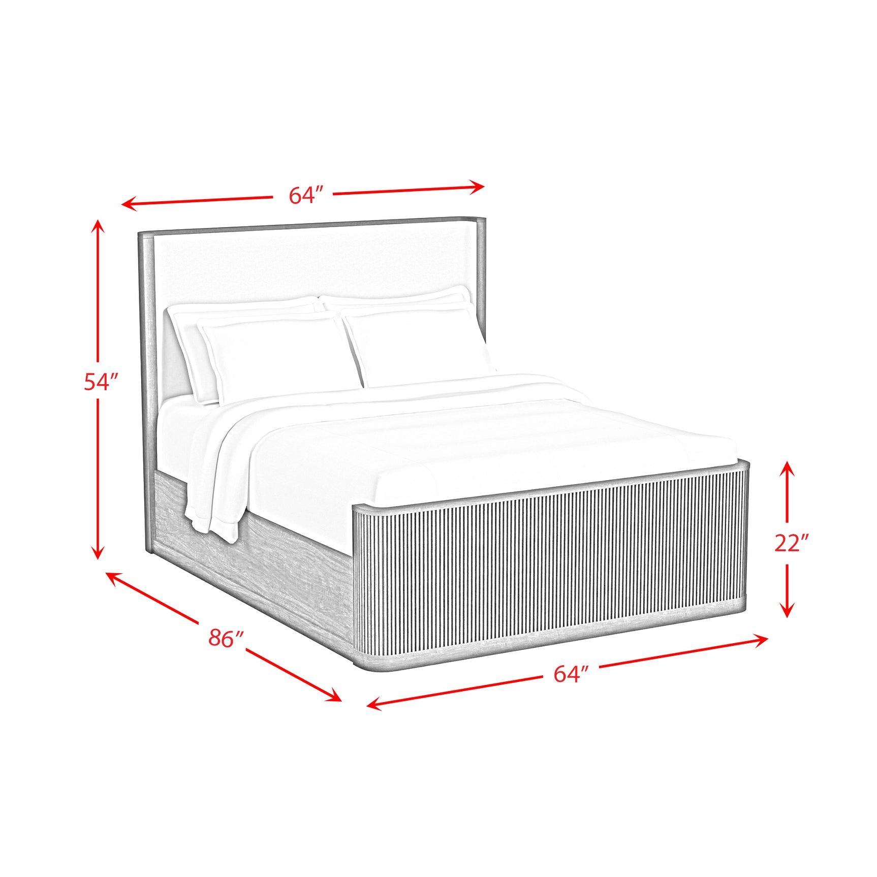 Sylvie Queen UPH Bed with White Fabric in Natural